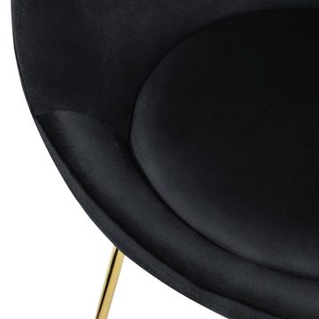 ML-DESIGN Stuhl Esszimmerstuhl aus Samt Schalenstuhl mit Metallbeine (1 St), Küchenstuhl Schwarz 65cmx58cmx74cm mit Gold Metallbeine