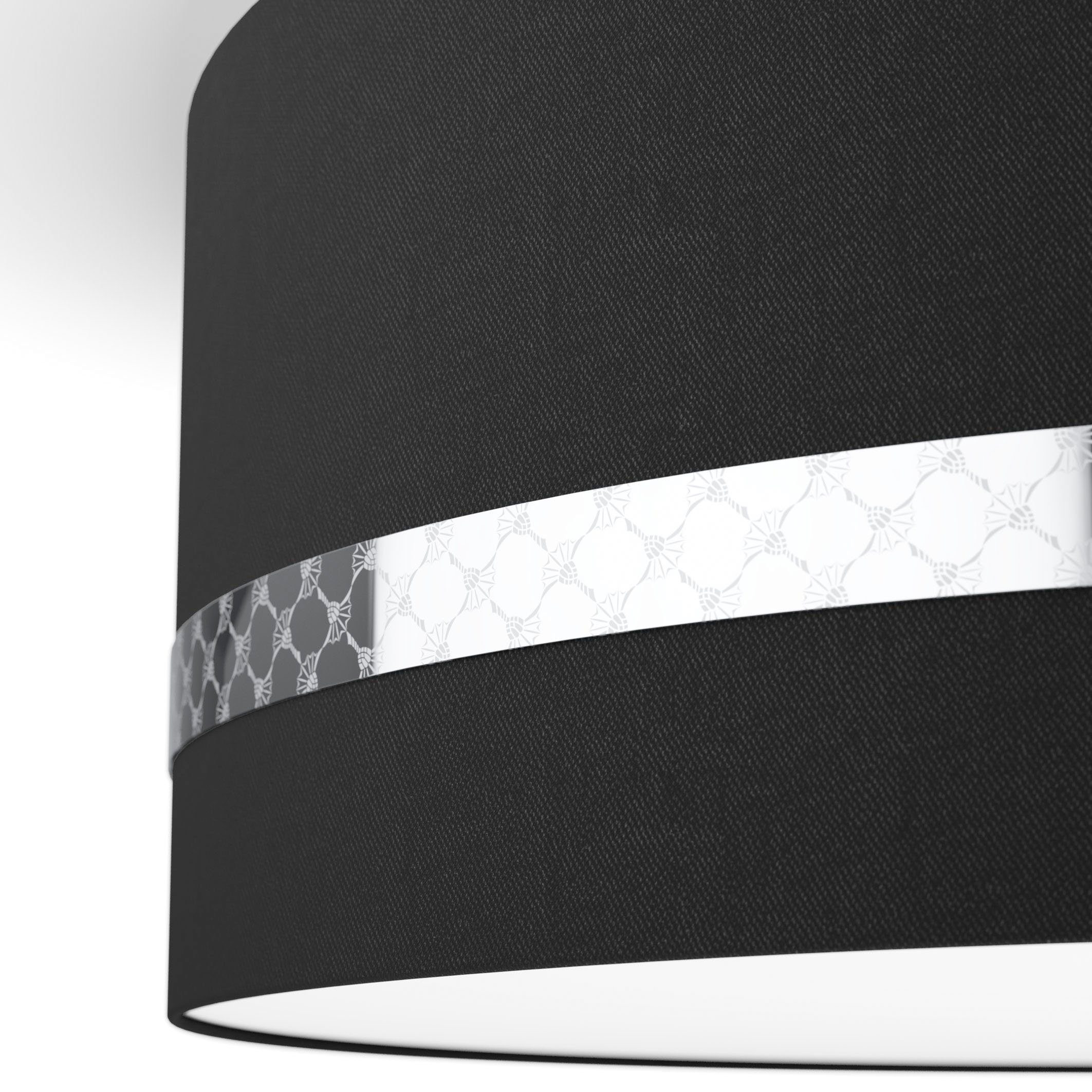 Joop! Deckenleuchte »ROUND LIGHTS CHROME«, Deckenleuchte mit rundem, gewebtem Textil-Leuchtenschirm in Schwarz und eingelassenem Metall-Dekorband-HomeTrends