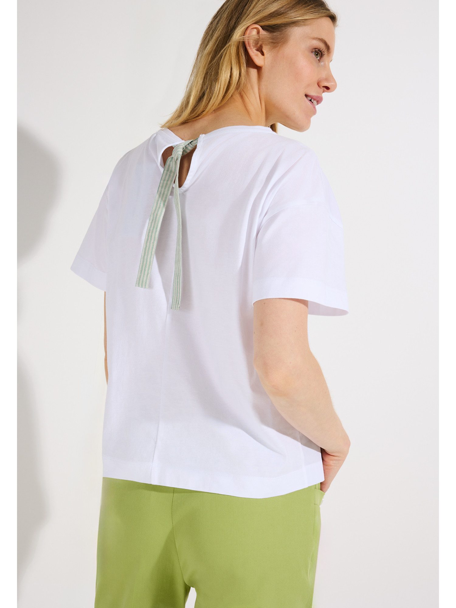 MORE&MORE Kurzarmshirt feminines Boxy-Materialmix-Shirt – Bild 3 von 5