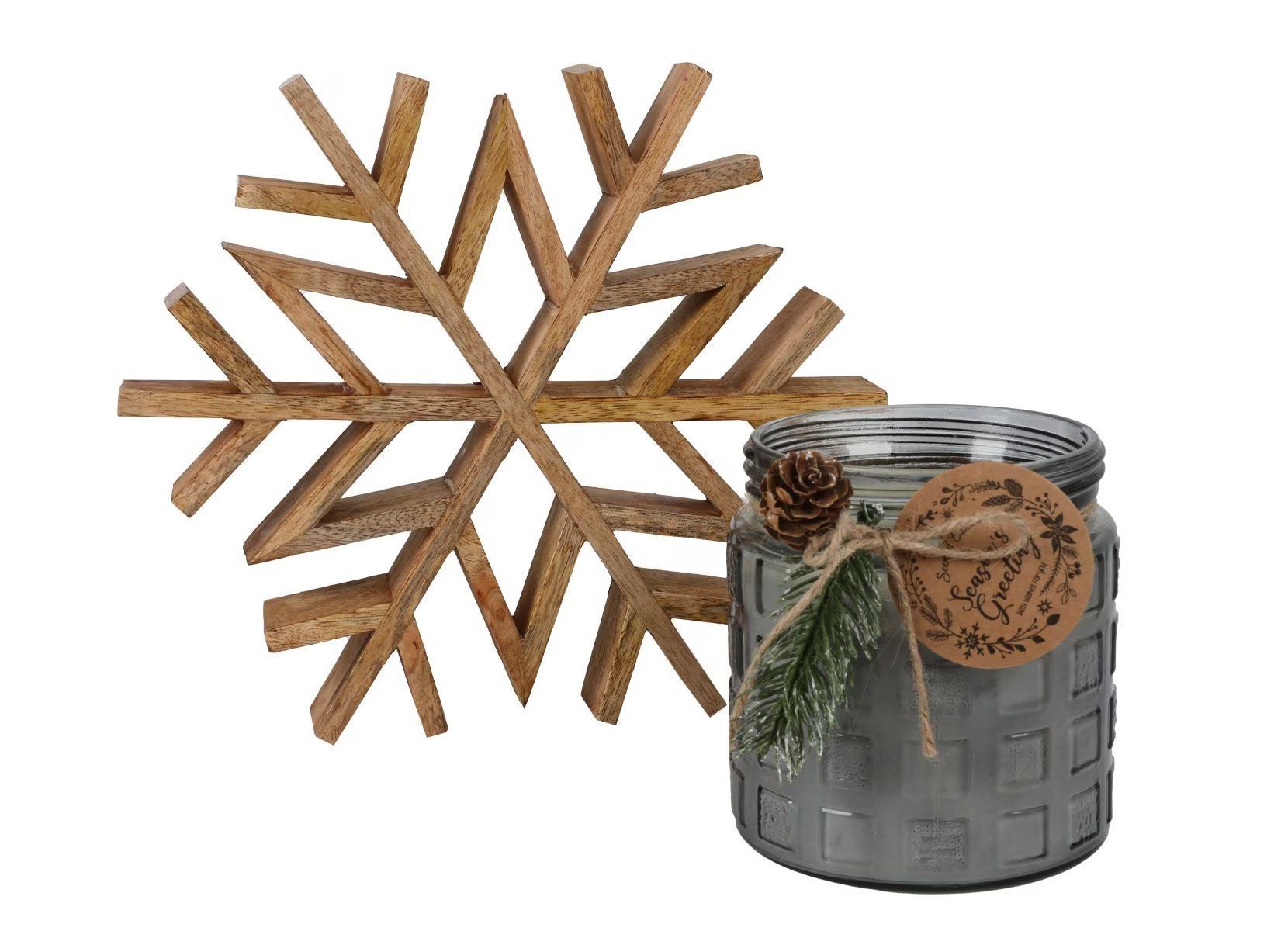 sesua Weihnachtsfigur Deko-Schneeflocke aus Mangoholz Naturfarben 25 x 22 x günstig online kaufen