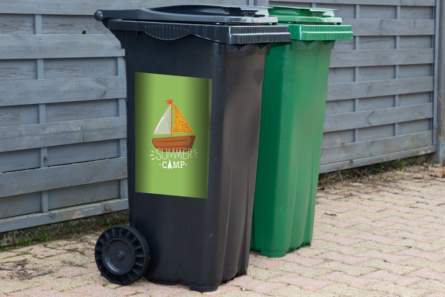 - Grün MuchoWow Braun (1 Sticker, Abfalbehälter Wandsticker - Container, Boot Mülleimer-aufkleber, Mülltonne, St),