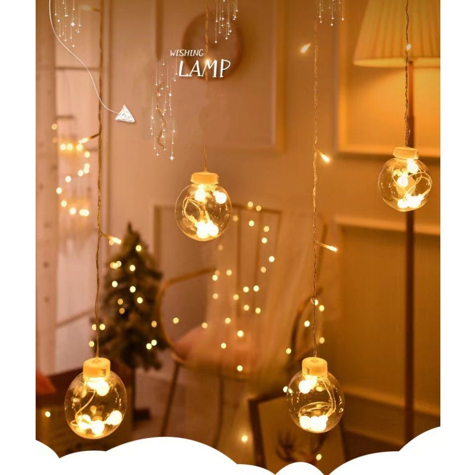 Kugel, 108LED-Lampen Ciskotu Lichtervorhang Wunschkugel-Vorhanglicht,LED Camping-Atmosphärenlicht Warmweiß LED-Lichtervorhang Weihnachten Weihnachten Lichterkette