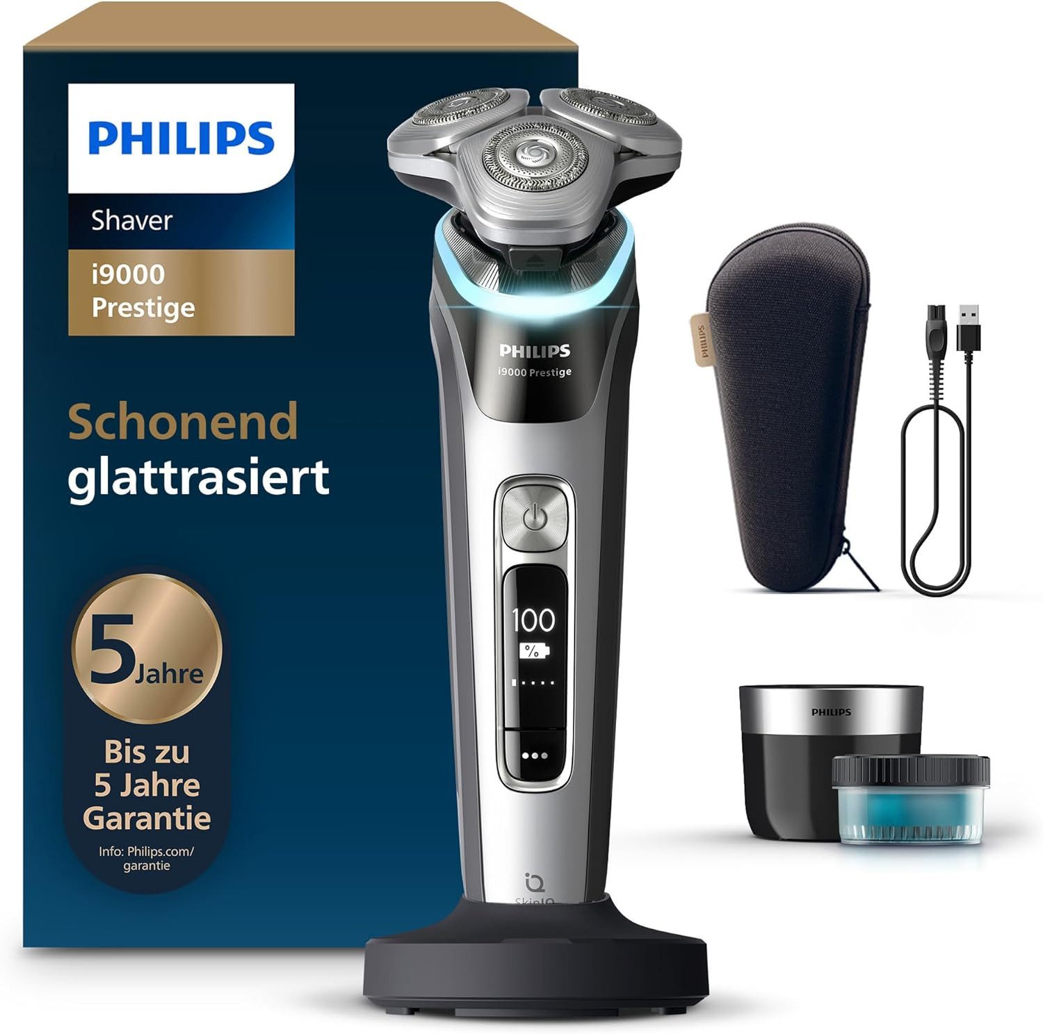 Philips Nassrasierer Philips elektrischer Rasierer i9000 Prestige Herren grau XP9205/30