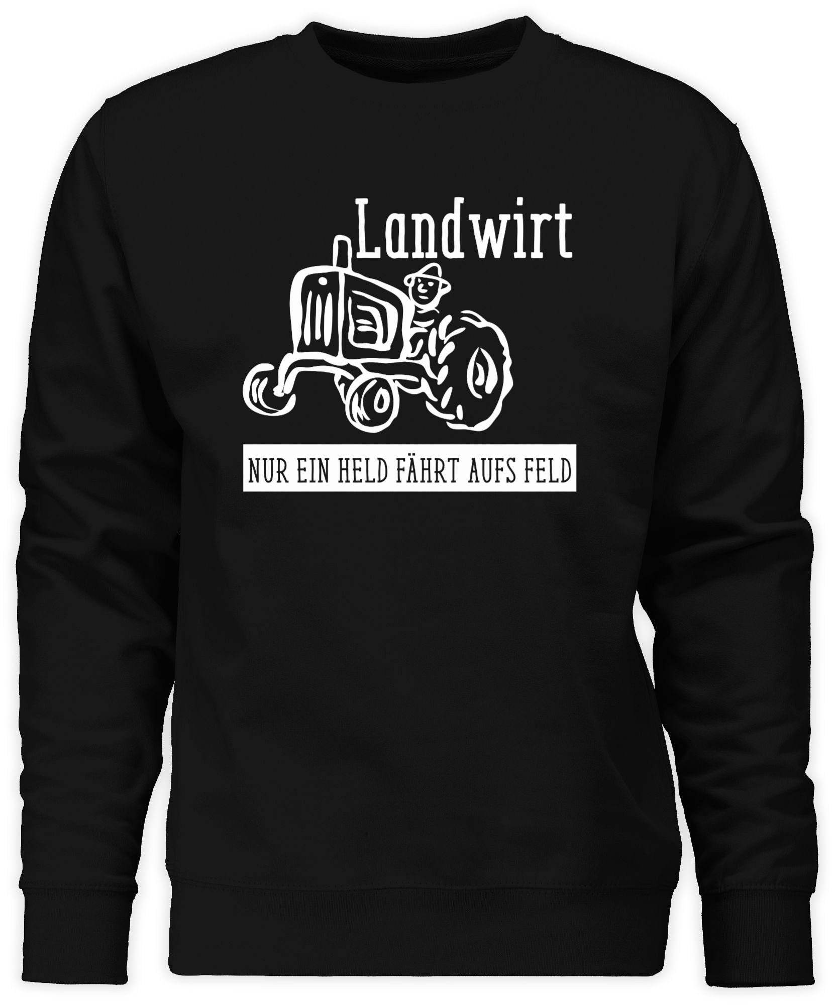 Held Shirtracer (1-tlg) Feld geht Nur Landwirt Schwarz 2 Sweatshirt ein aufs Bauer Geschenk