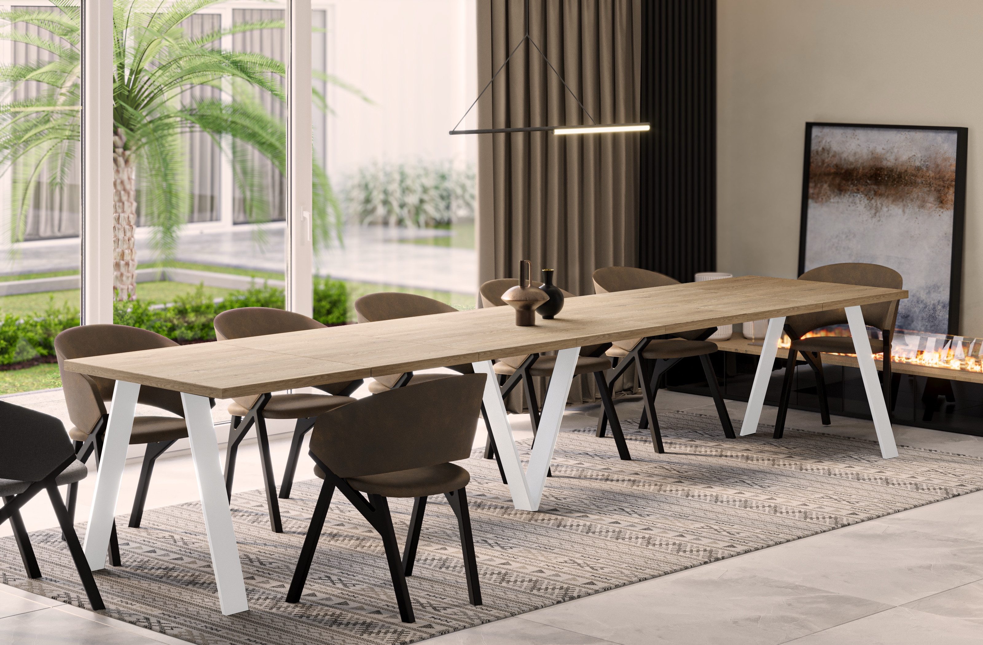 Endo-Moebel Esstisch Lungo White XXL 130-405 günstig online kaufen