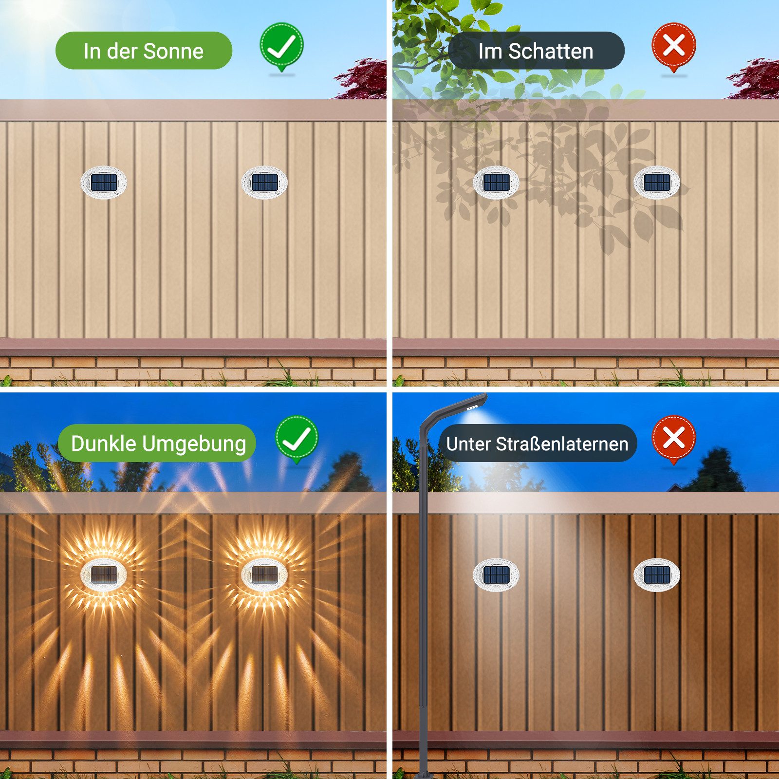 Quntis LED Solarleuchte 4 Stück Aussen Bodenbeleuchtung outdoor IP65 solarleuchten für außen, Warmweiß, Tageslichtweiß, Warmweiß/Kaltweiß/Blau Gartenleuchte für – Bild 5 von 5
