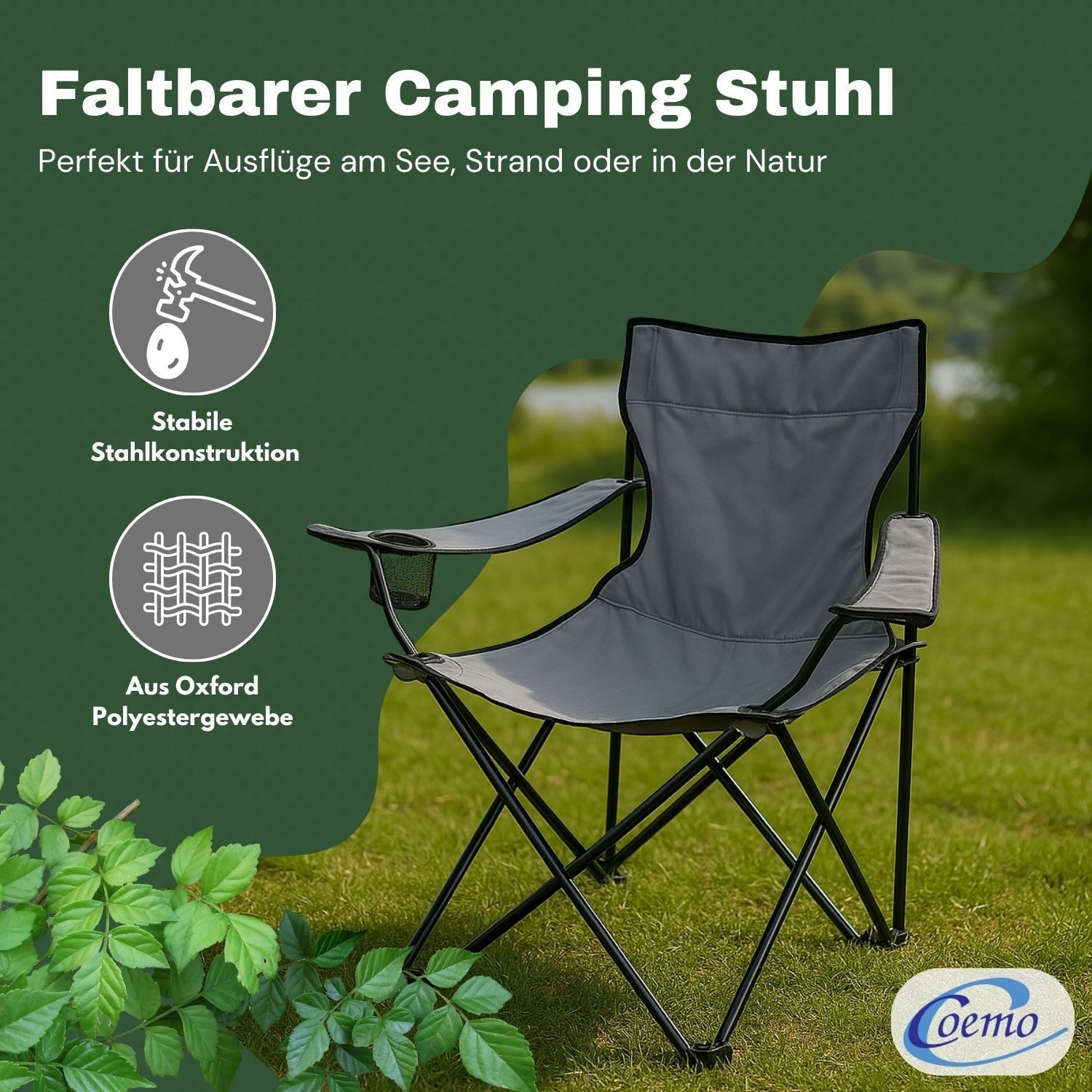 Coemo Gartenstuhl, faltbarer Campingstuhl Grau mit günstig online kaufen