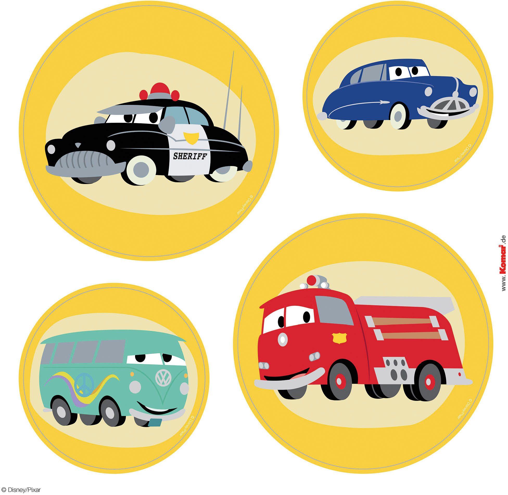 Komar Fensterbild Fenstersticker - Cars Ka-Chow Bubbles - Größe 30 x 30 cm, 2 Bogen