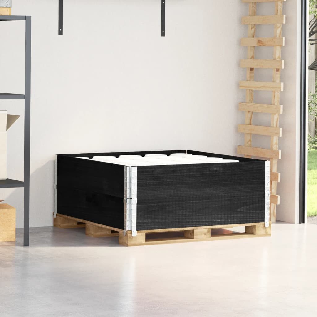 vidaXL Palettenbett Paletten-Aufsatzrahmen 2 Stk. Schwarz 100x100 Massivholz Kiefer (2-tlg)