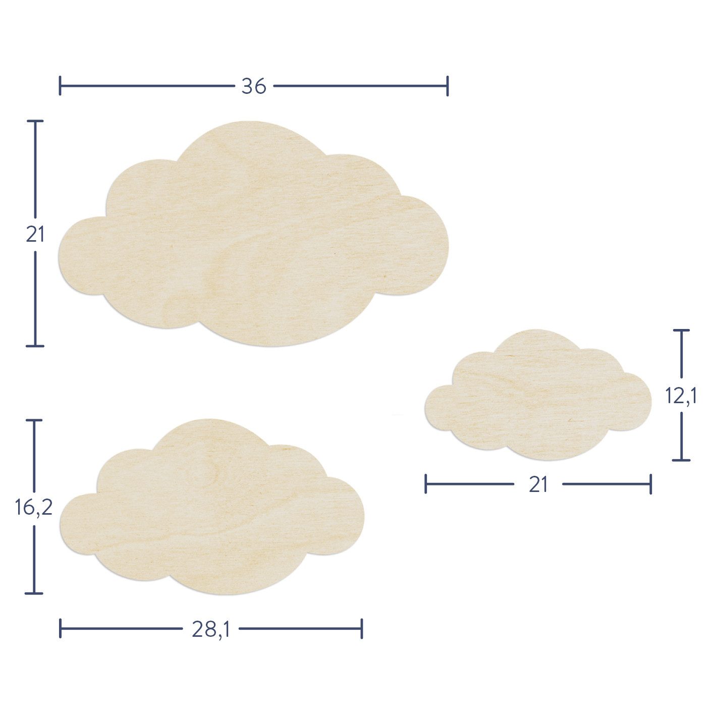 WANDStyle Wanddekoobjekt "Wolken" aus Holz, Pappel