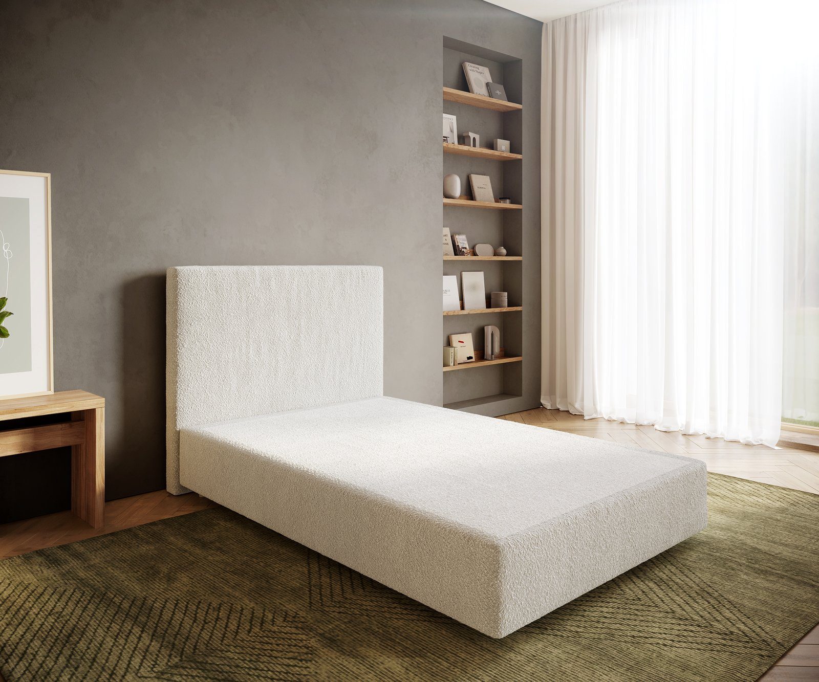 DELIFE Bettgestell Dream-Well, Bouclé Creme-Weiß 120x200 günstig online kaufen