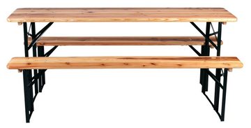 Stagecaptain Bierzeltgarnitur Hirschgarten BB-180 Sitzgarnitur 177 cm Länge, (Stehtisch Holz, 3-tlg., 2 x Bank, 1 x Tisch), Sitzmöbelset Outdoor & Indoor, klappbar