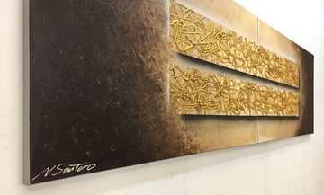 WandbilderXXL Gemälde Riot Of Gold 200 x 60 cm, Abstraktes Gemälde, handgemaltes Unikat