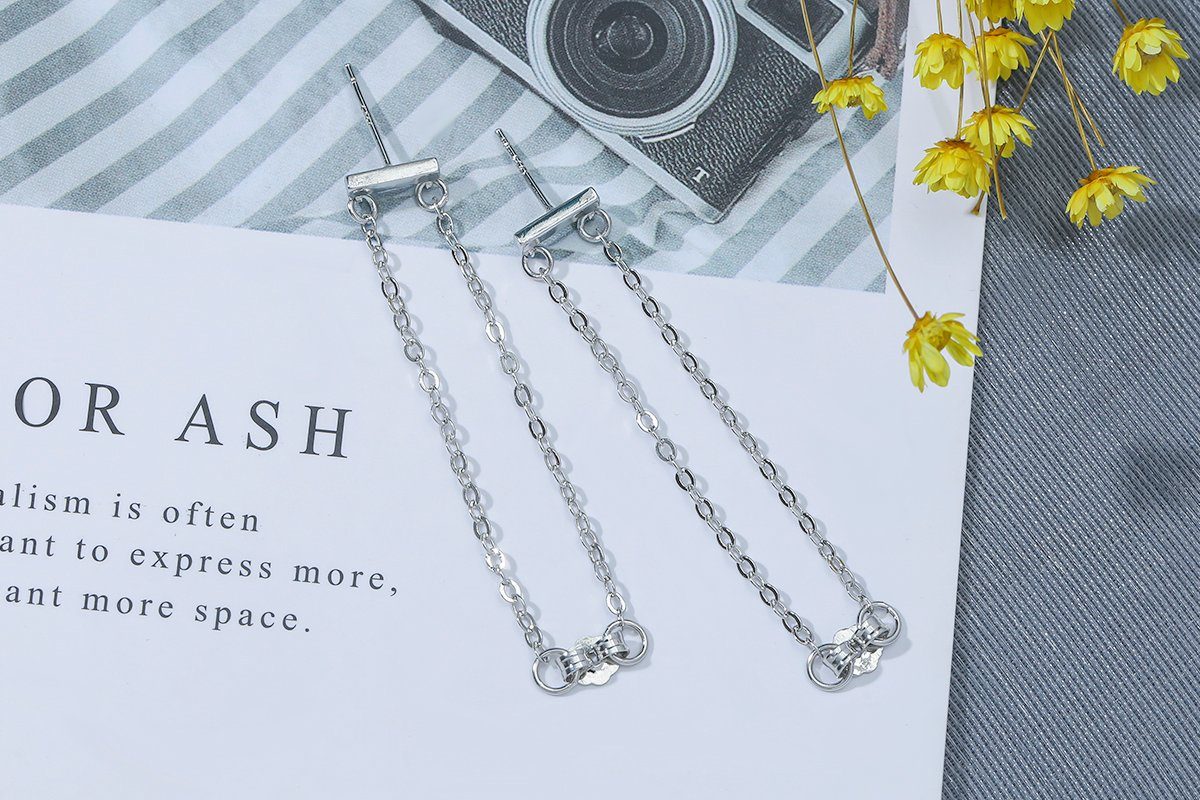 Eyecatcher Paar Ohrstecker Drop Chain Ohrringe. Minimalistische Ohrstecker (Einzeln)