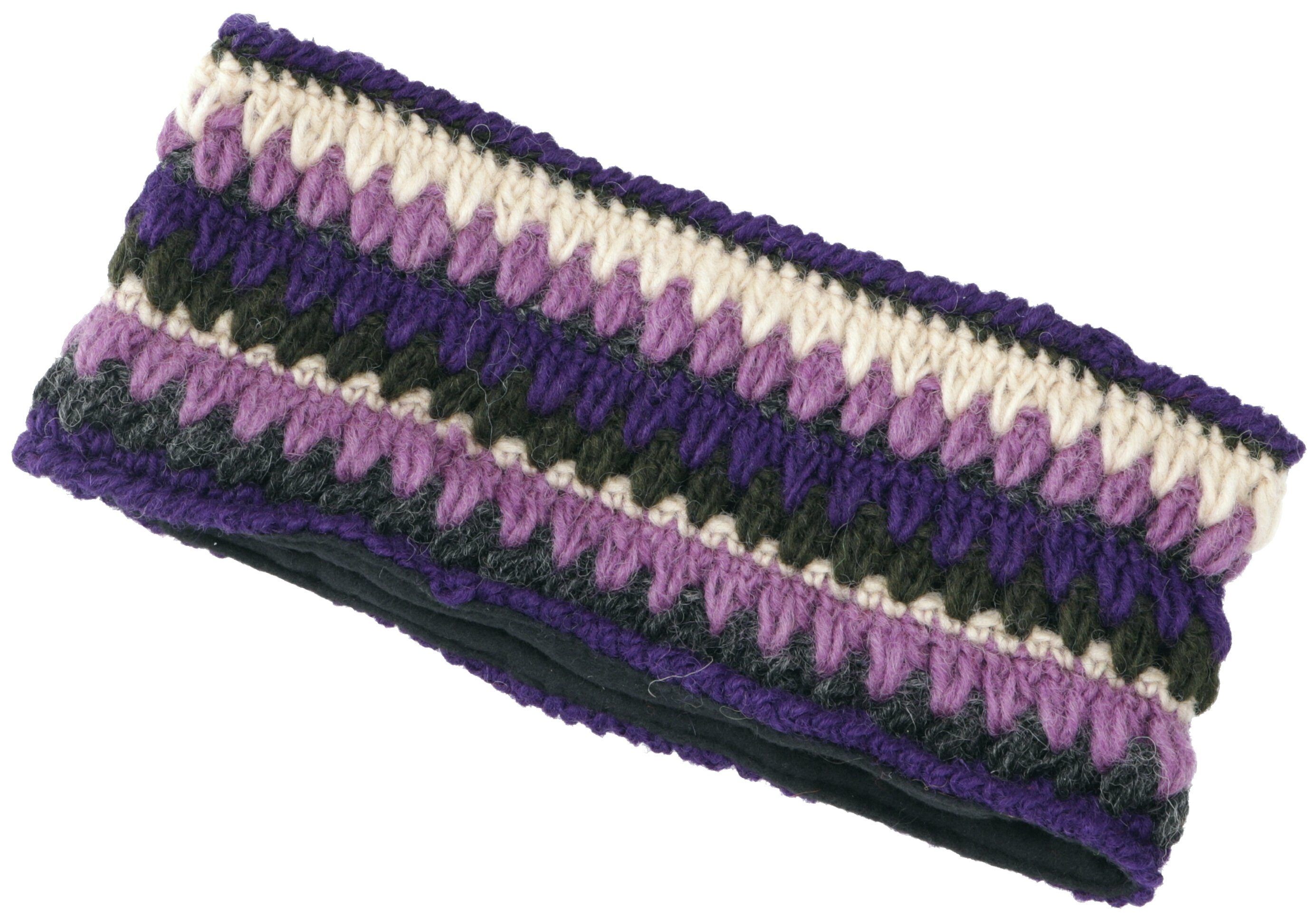 violet/.. grau Häkel-Stirnband - Buntes Stirnband aus violet/ Guru-Shop Schurwolle