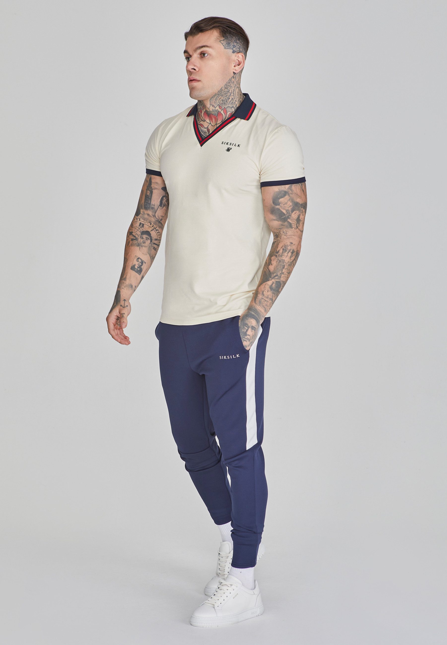 Siksilk T-Shirt SikSilk Herren Ecru Polo T-Shirt