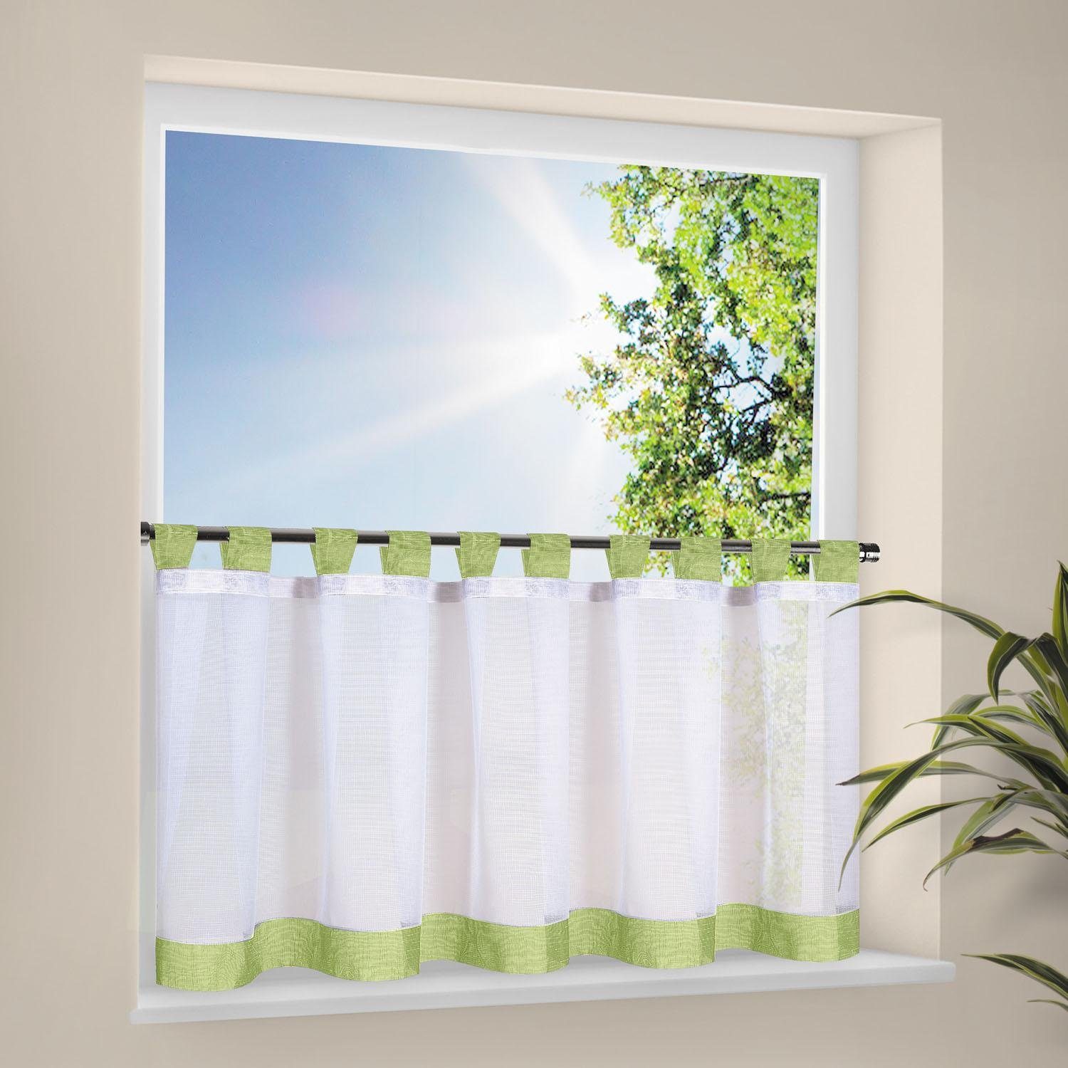 Scheibengardine CARA, Happy Home, Schlaufen (1 St), transparent, HxB: 50x150, Webware "Made in Germany"