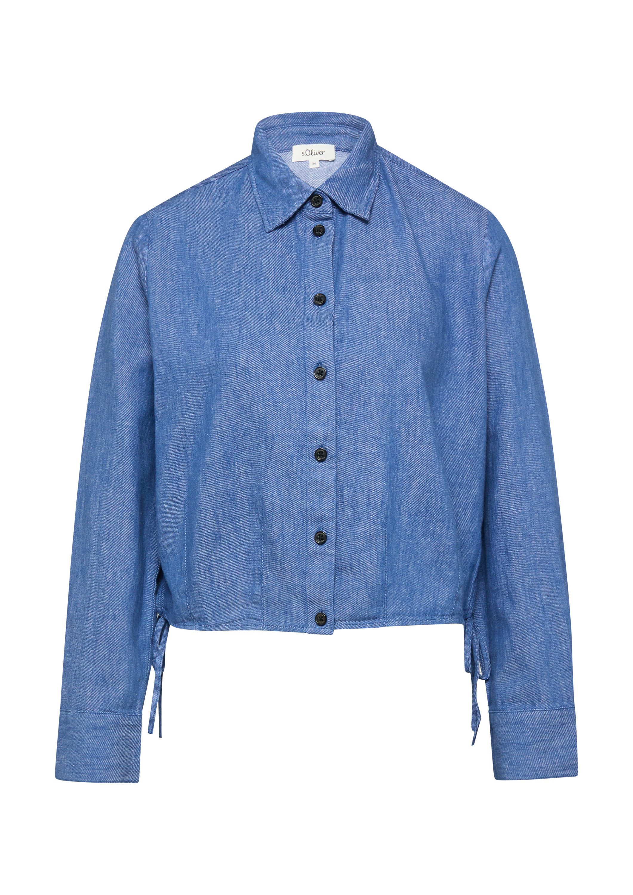 s.Oliver Funktionsjacke Indoor-Jacke Blusenshirt aus Leinenmix mit Schleife günstig online kaufen