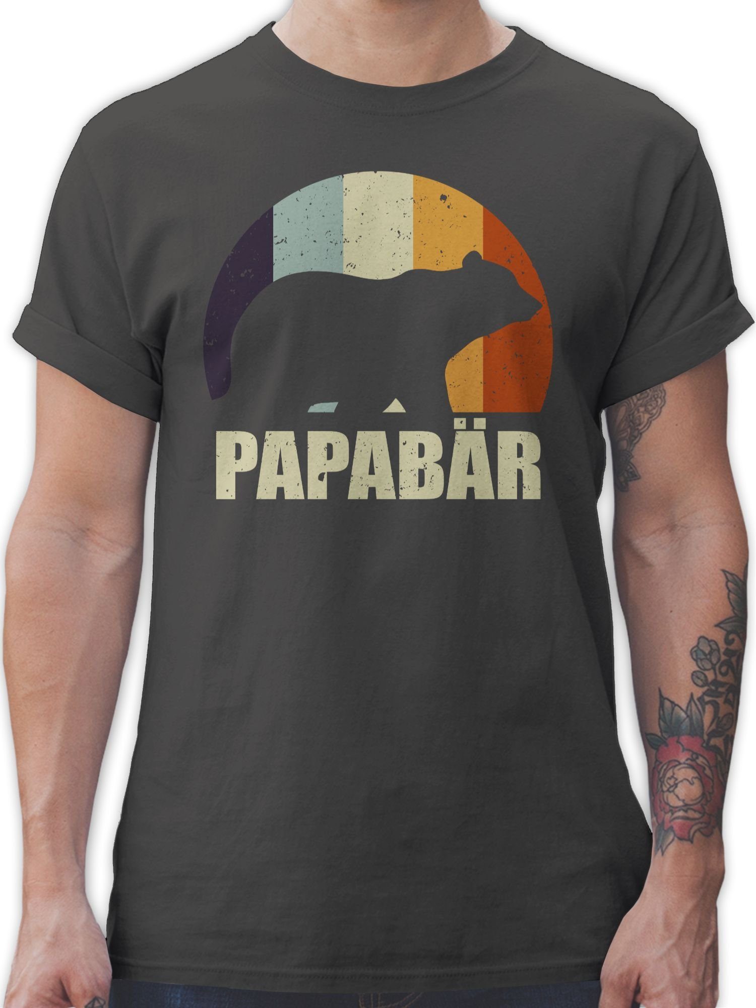 Shirtracer T-Shirt Papa Bär Papa Bear Vatertag Geschenk für Papa 02 Dunkelgrau