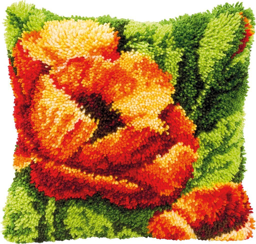 Vervaco Kreativset Vervaco PN-0014175 Knüpfkissen Orange Mohnblume, (Set, Vervaco embroidery Kit), Made in Europe