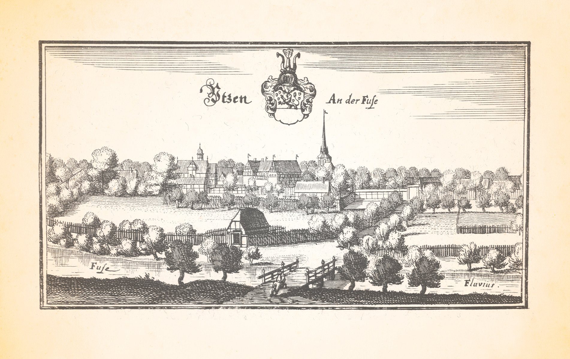 Kunstdruck Uetze an der Fuhse Junkerhof Topographia Germaniae Kupferstich Merian