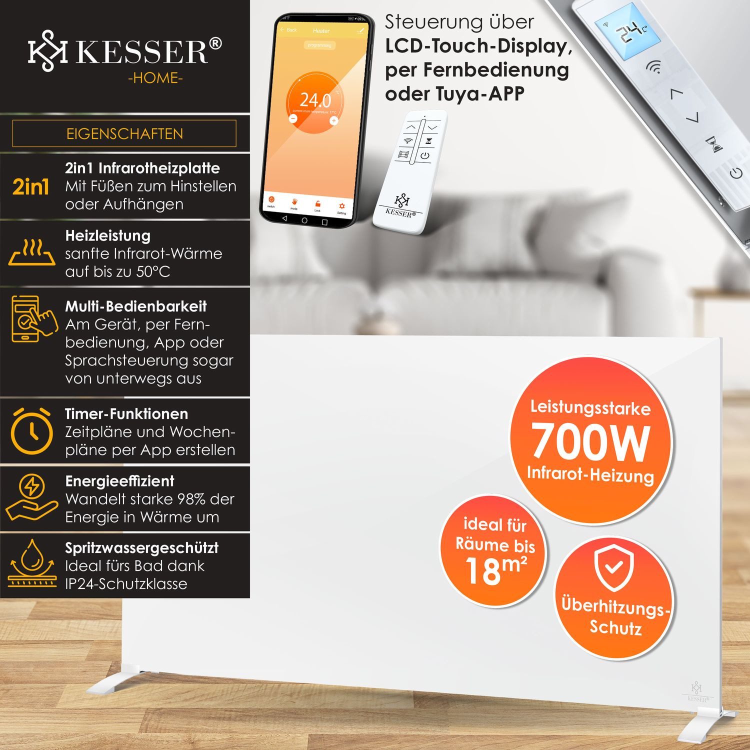 KESSER Infrarotheizung, Aluminiumheizung Energiesparend 2in1 Standgerät & W günstig online kaufen