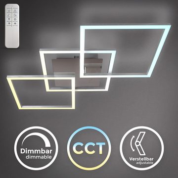 B.K.Licht Deckenleuchte LED Deckenlampe 76x36 dimmbar 32W Timer Fernbedienung alu-matt BKL1335, Dimmfunktion, LED fest integriert, Farbwechsler, Kaltweiß, Neutralweiß, Warmweiß, FRAME Decke eckig CCT 3000-6500K 2600lm Memory Nachtlicht Wohnzimmer