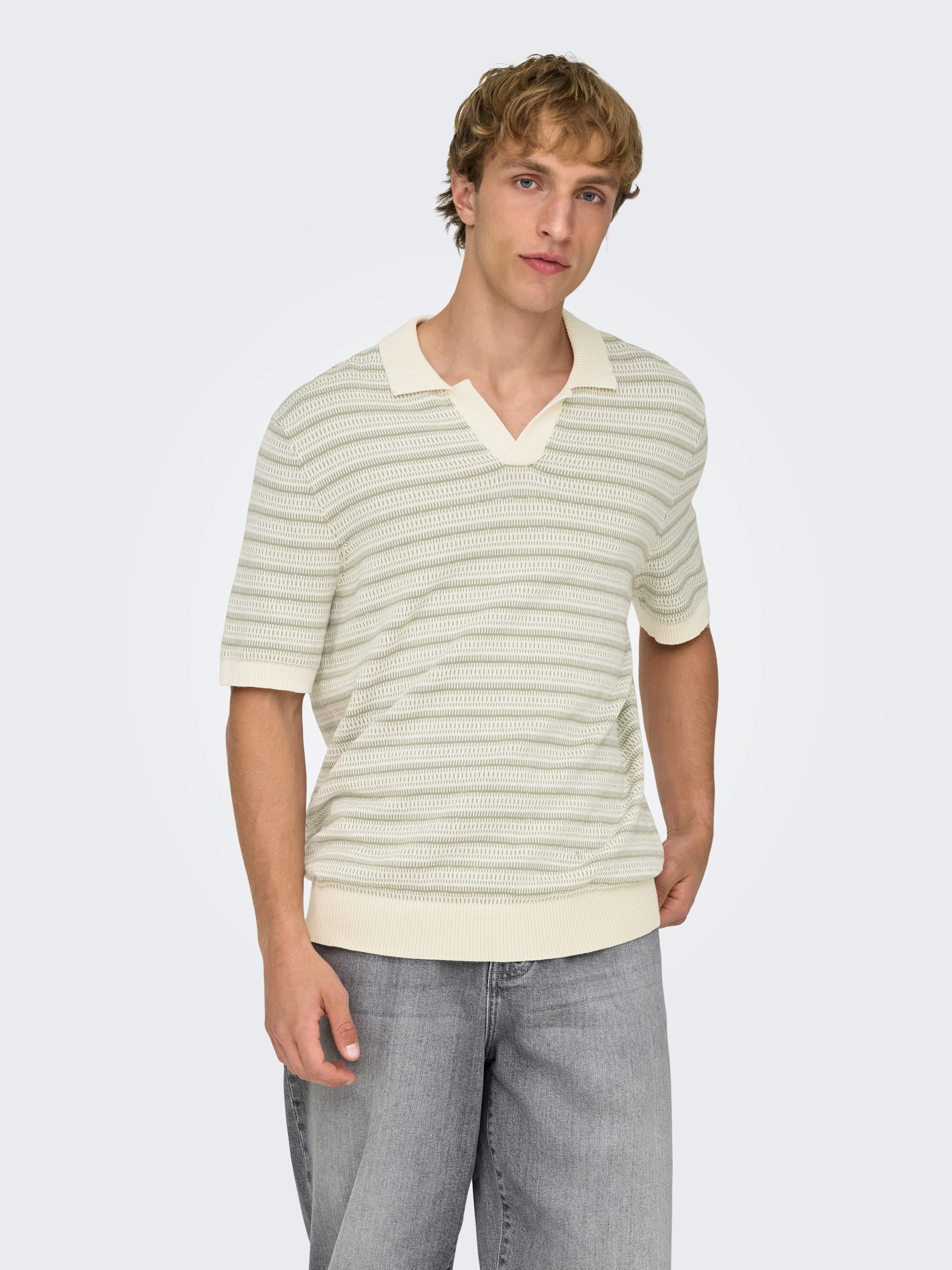 ONLY & SONS Polokragenpullover ONSTILO REG SS SPLIT NECK KNIT NOOS Baumwolle, regular fit