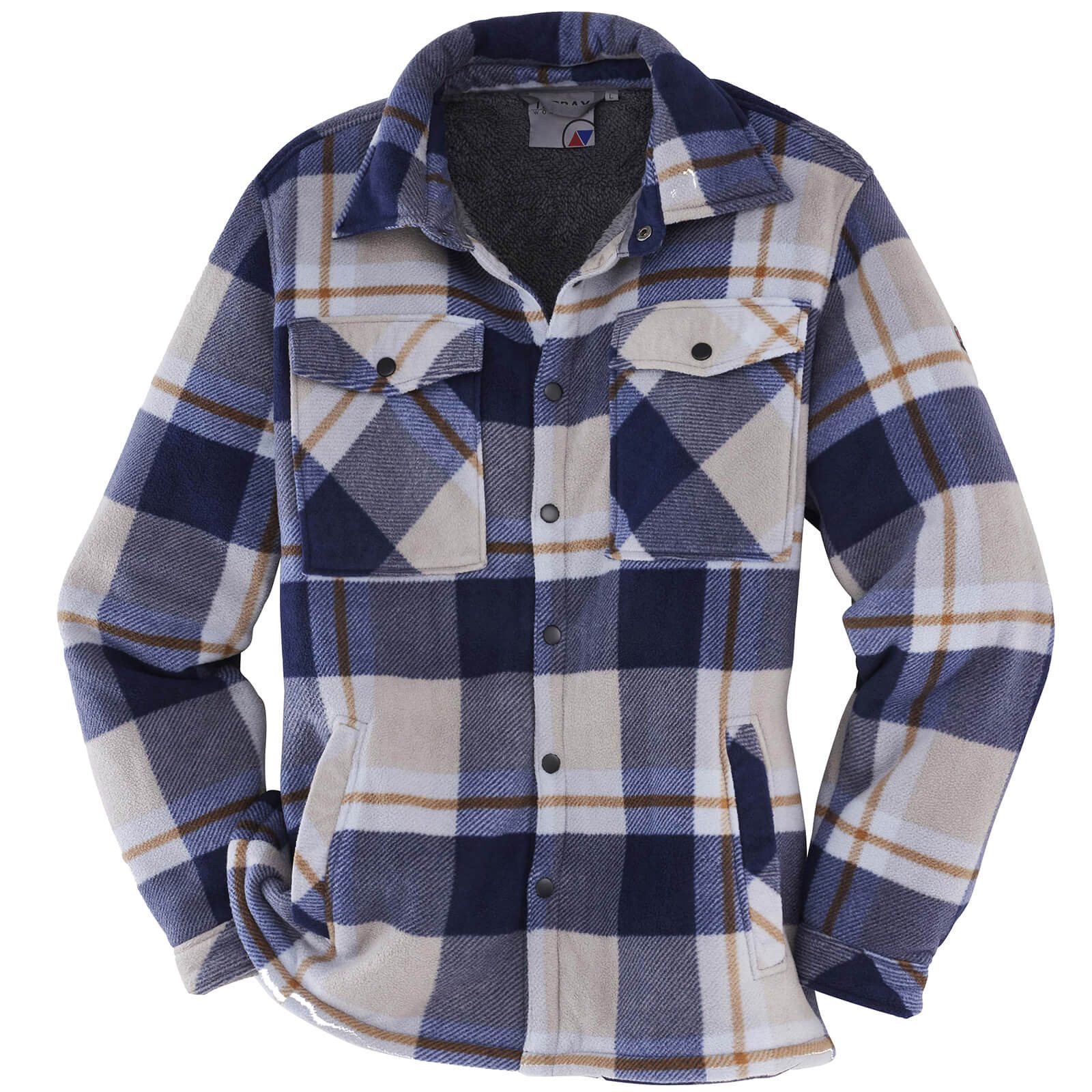 Terrax Workwear Arbeitsjacke Herren Overshirt mit Sherpa-Futter - Hemd-Arbeitsjacke mit Karomuster