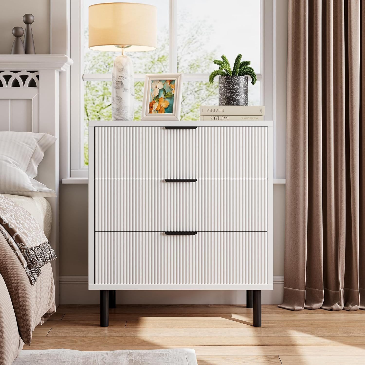 GarveeMore Kommode Kommode mit 3 Schubladen Sideboard Schubladenschrank 70x40x76cm