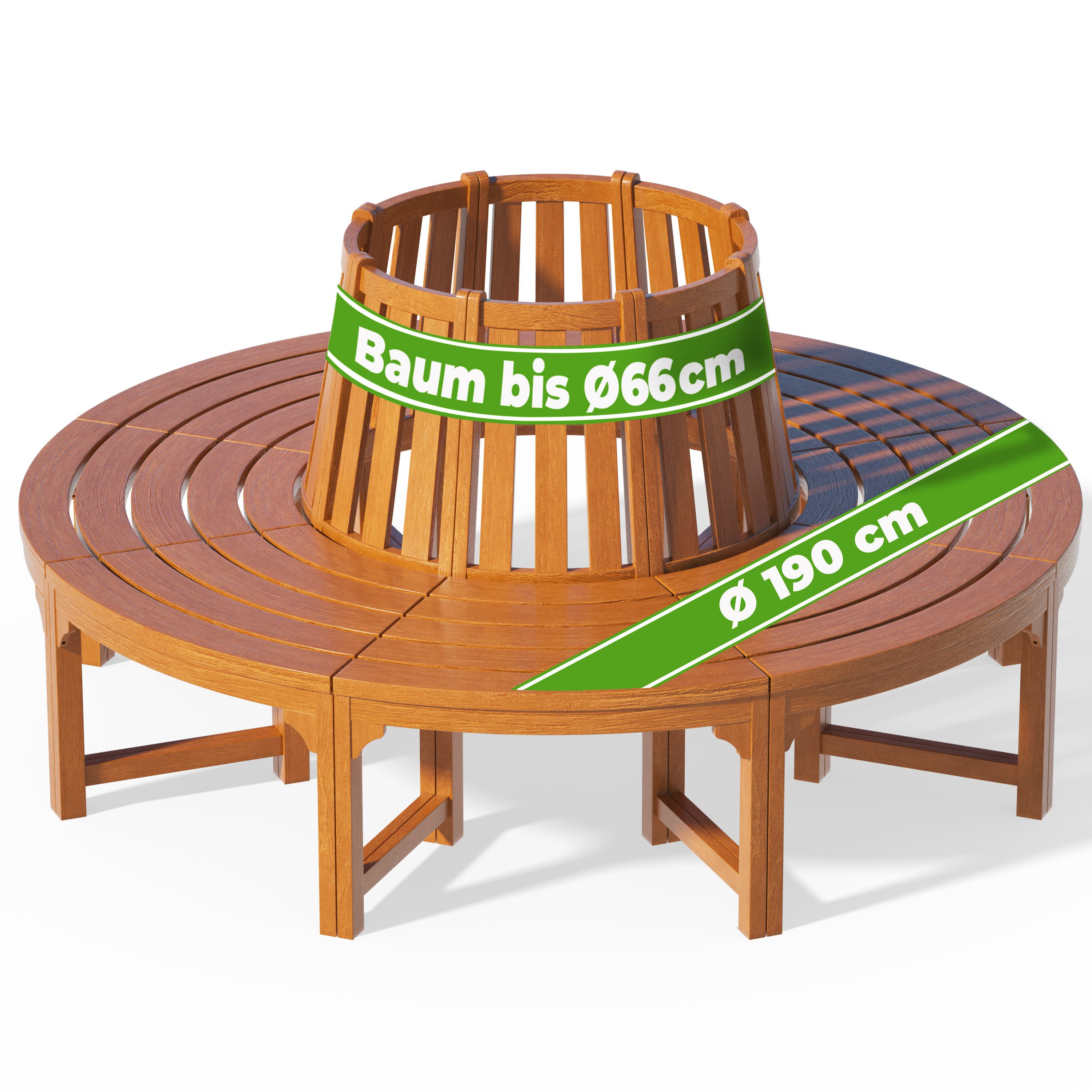 Casaria Bank, Sitzbank Holz FSC®-zertifiziert 320kg Belastbar Eukalyptus Ø190x80cm