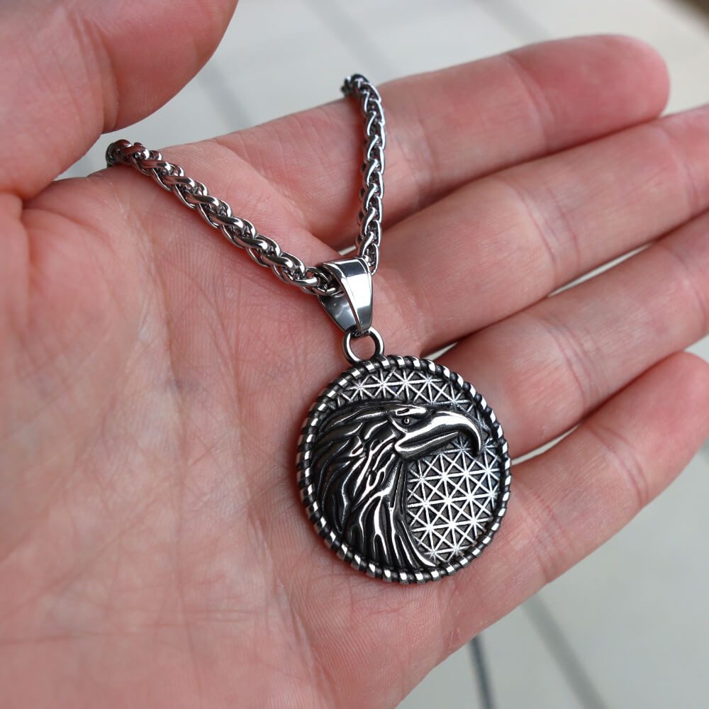 DALMARO Kette mit Anhänger Lederkette Edelstahlkette 316L ADLER AMULETT, He günstig online kaufen