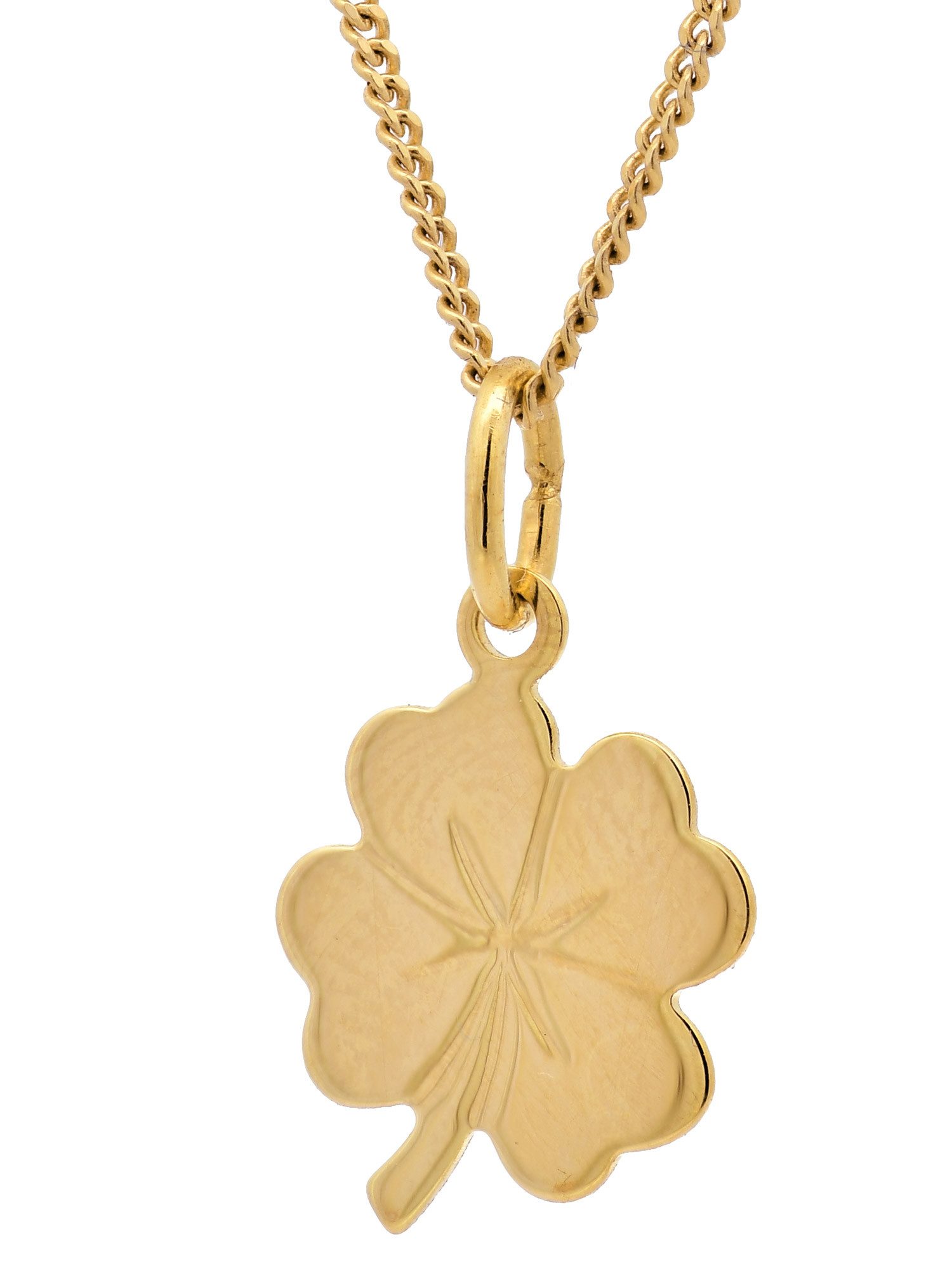 Kettenanhänger Gold Anhänger Kleeblatt mit Goldkette massiv 333 - 8 Karat Gold 36 cm