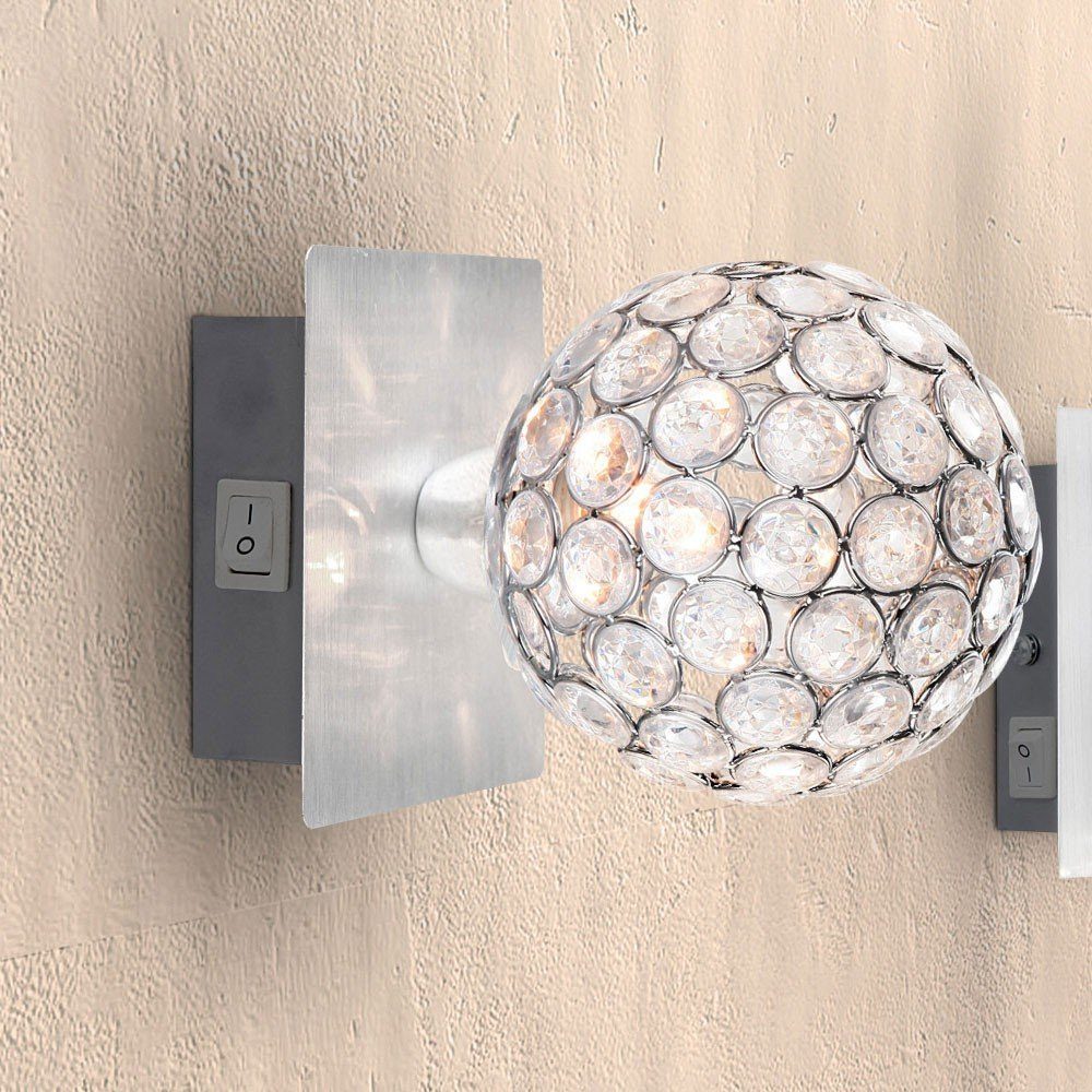 Lampe Spot LED Wandleuchte, Kristall inklusive, Schalter- etc-shop Warmweiß, Leuchtmittel Kugel LED Design Wand Leuchte
