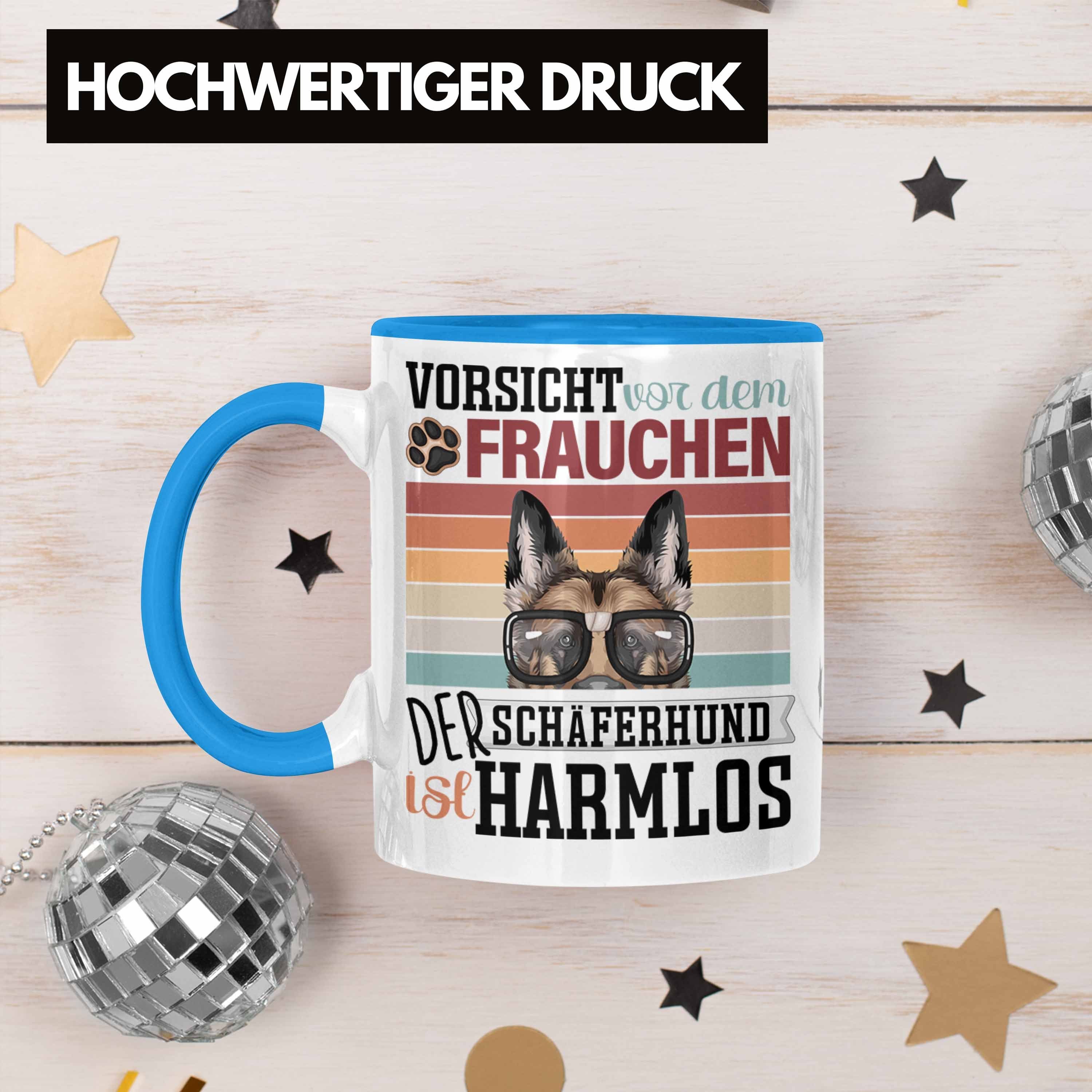 Geschenk Trendation Spruch Tasse Blau Lustiger Tasse Schäferhund Frauchen Besitzerin Geschen