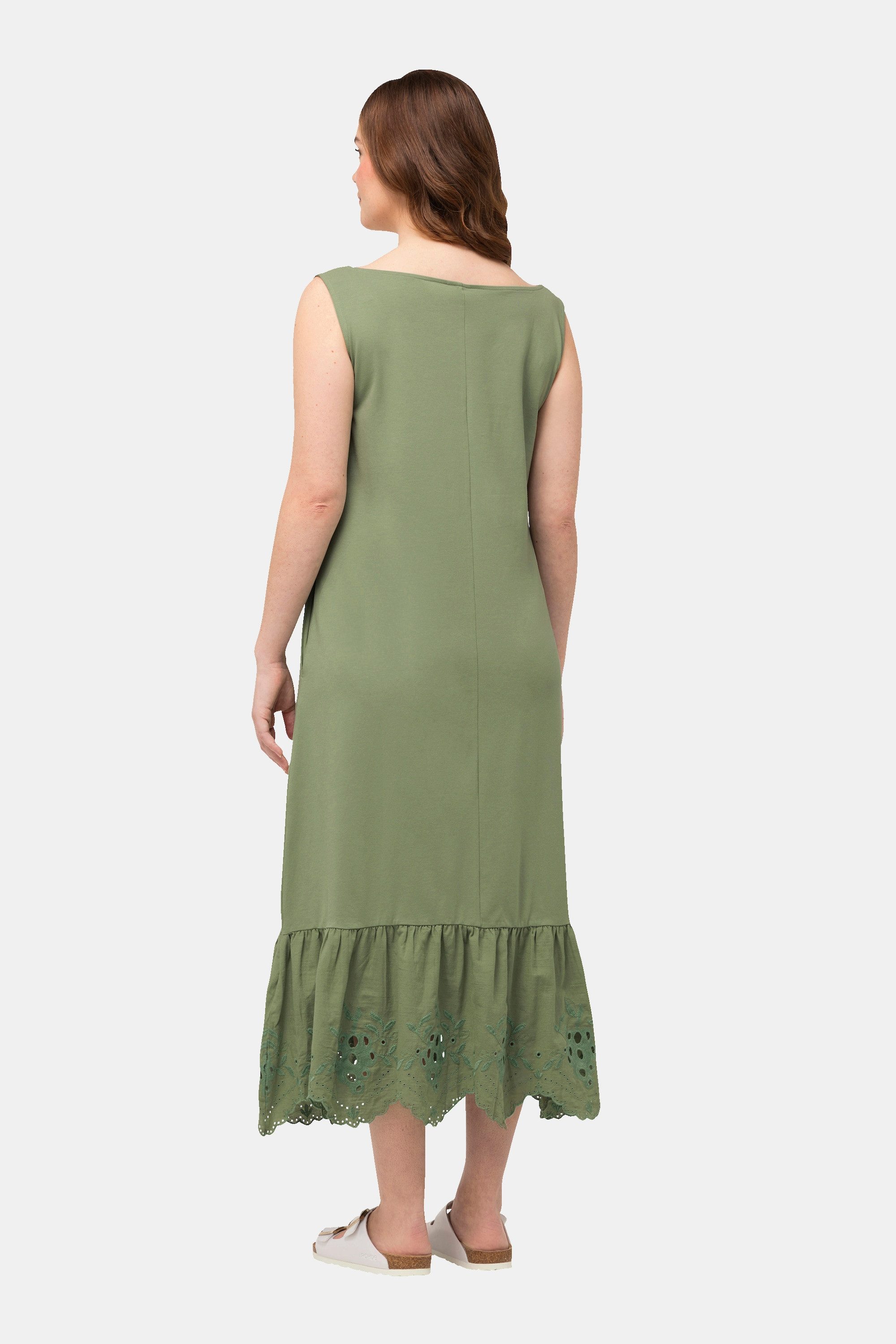 Ulla Popken Maxikleid Maxikleid A-Linie Rundhals ärmellos Biobaumwolle