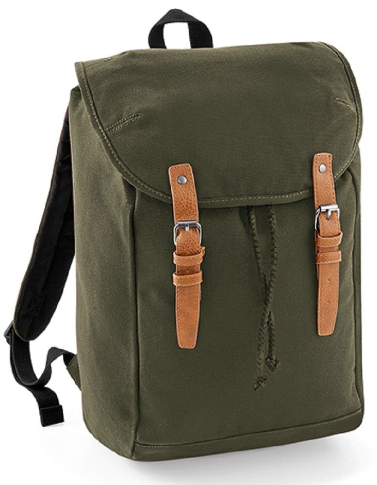 Quadra Cityrucksack Vintage Rucksack mit Laptop-Fach bis 14 Zoll, Volumen: ca. 19 Liter kaki