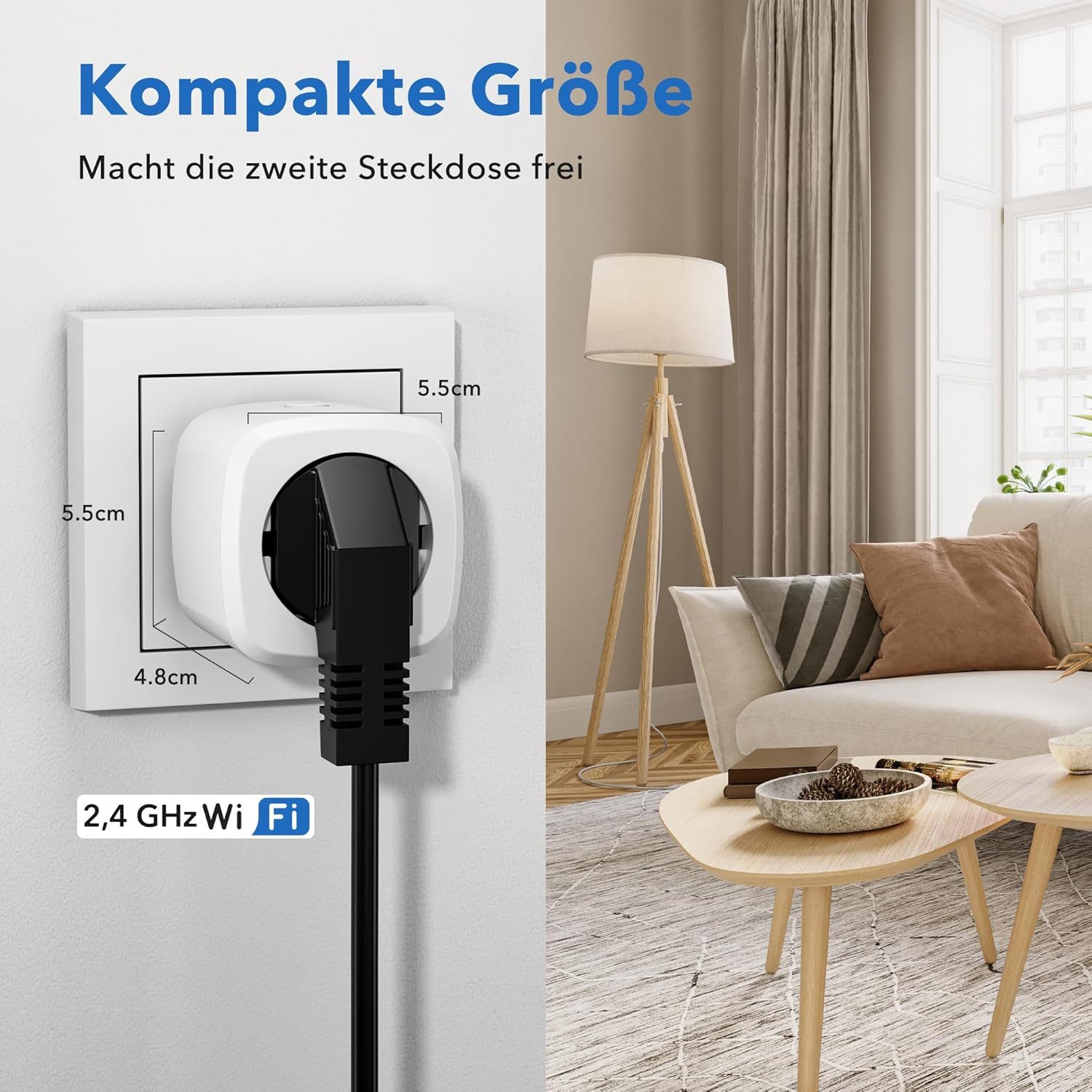 Thumbnail - BlingBin WLAN-Steckdose WLAN Smart Steckdose kompatibel mit Alexa,Google Assistant,16A, max. 3600 W, 4 Set, 4-St., 16A,2...