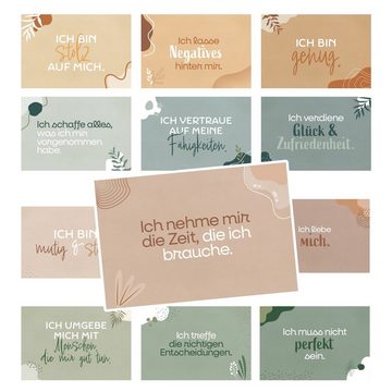 Logbuch-Verlag Geschenkbox 24 Affirmationskarten boho pastell 8,5 x 5,5 cm (Komplett-Set, 24 St), für Erwachsene positives Mindset