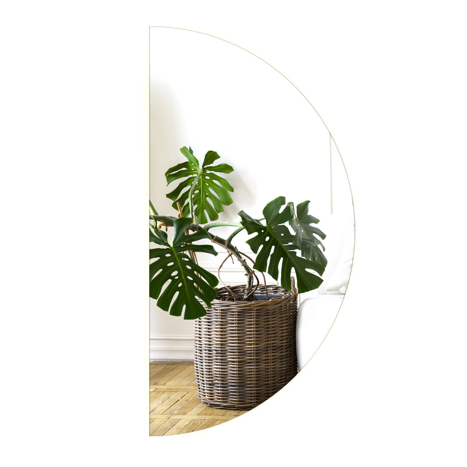 Tulup LED-Lichtspiegel Wandspiegel Halbrund Badspiegel Spiegel Neutralweiß günstig online kaufen