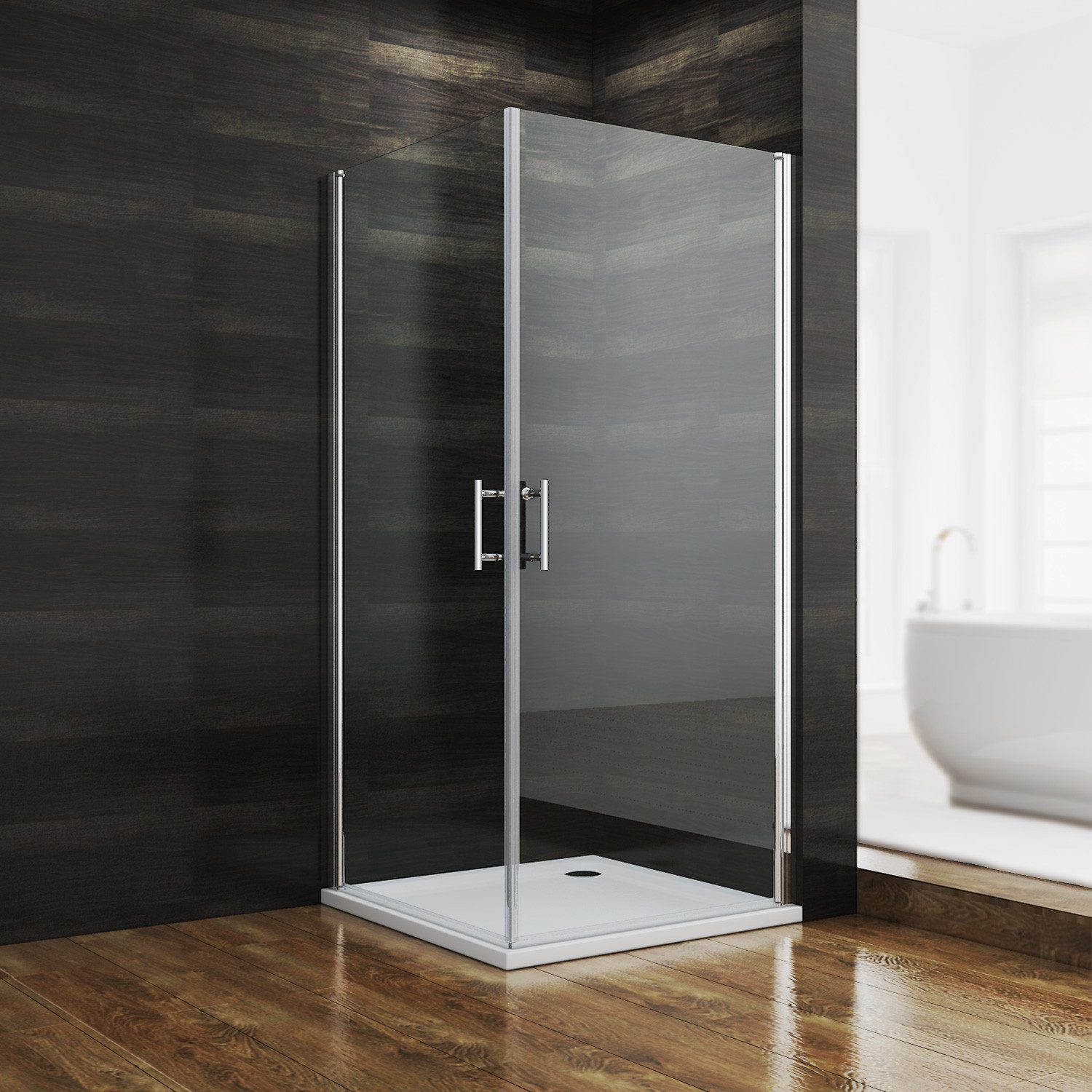 SONNI Dusch-Pendeltür Pendeltür Dusche, 70/80/86/90cm, Drehtür, Nischendrehtür, 70x185 cm, mit NANO Beschichtung Rahmenlos Duschabtrennung, Höhe 185