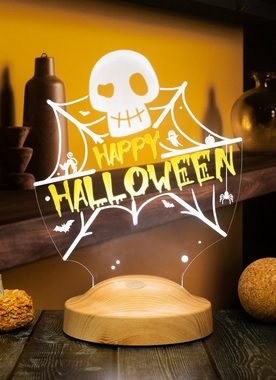 Geschenkelampe LED Nachttischlampe Happy Halloween Lampe mit 3D Vision LED Nachtlicht, LED fest integriert, LED in verschiedenen Farben, LED Lampe