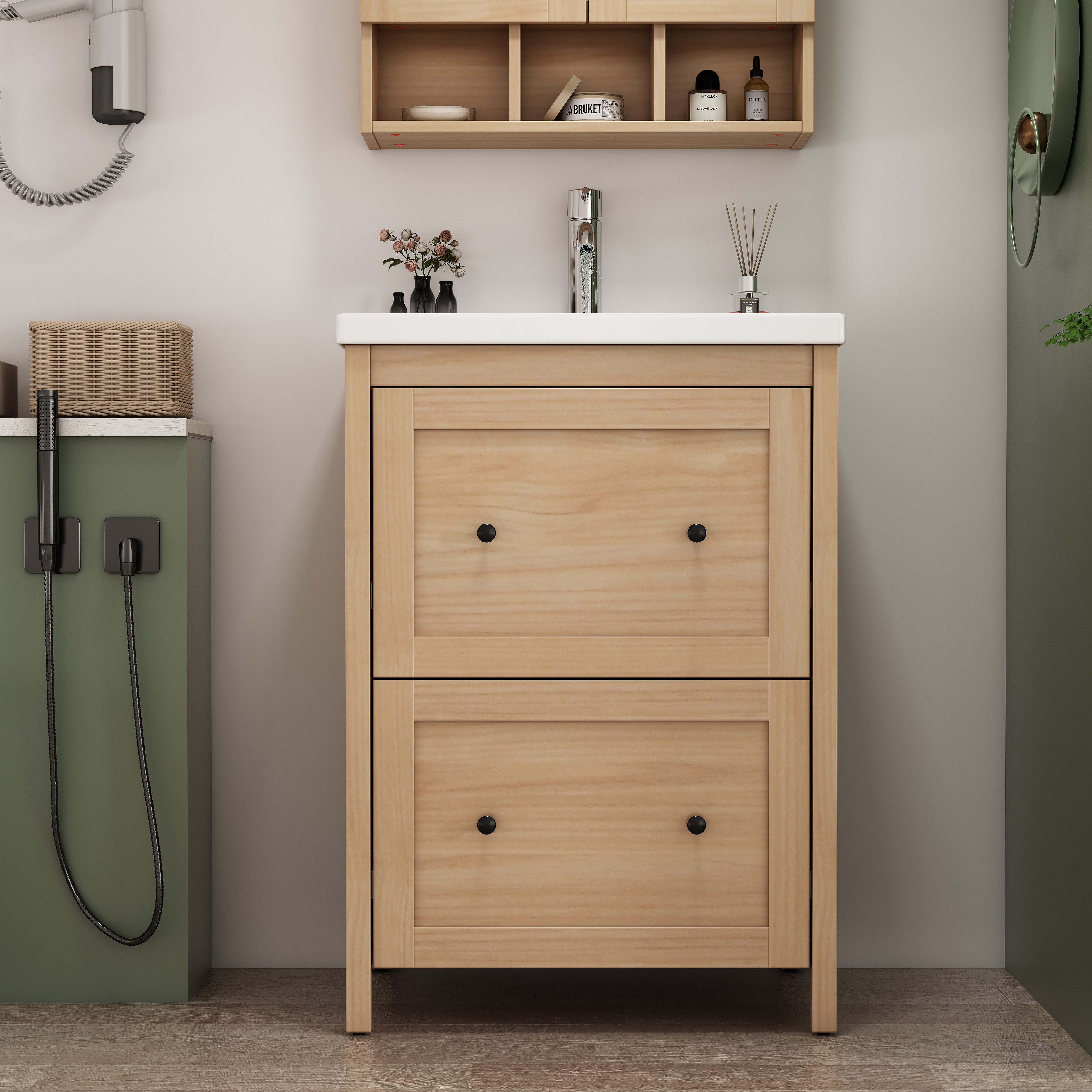 welltime Stockholm vanity unit (complete set), washbasin area with 2 drawers and soft-close mechanism, width 60cm