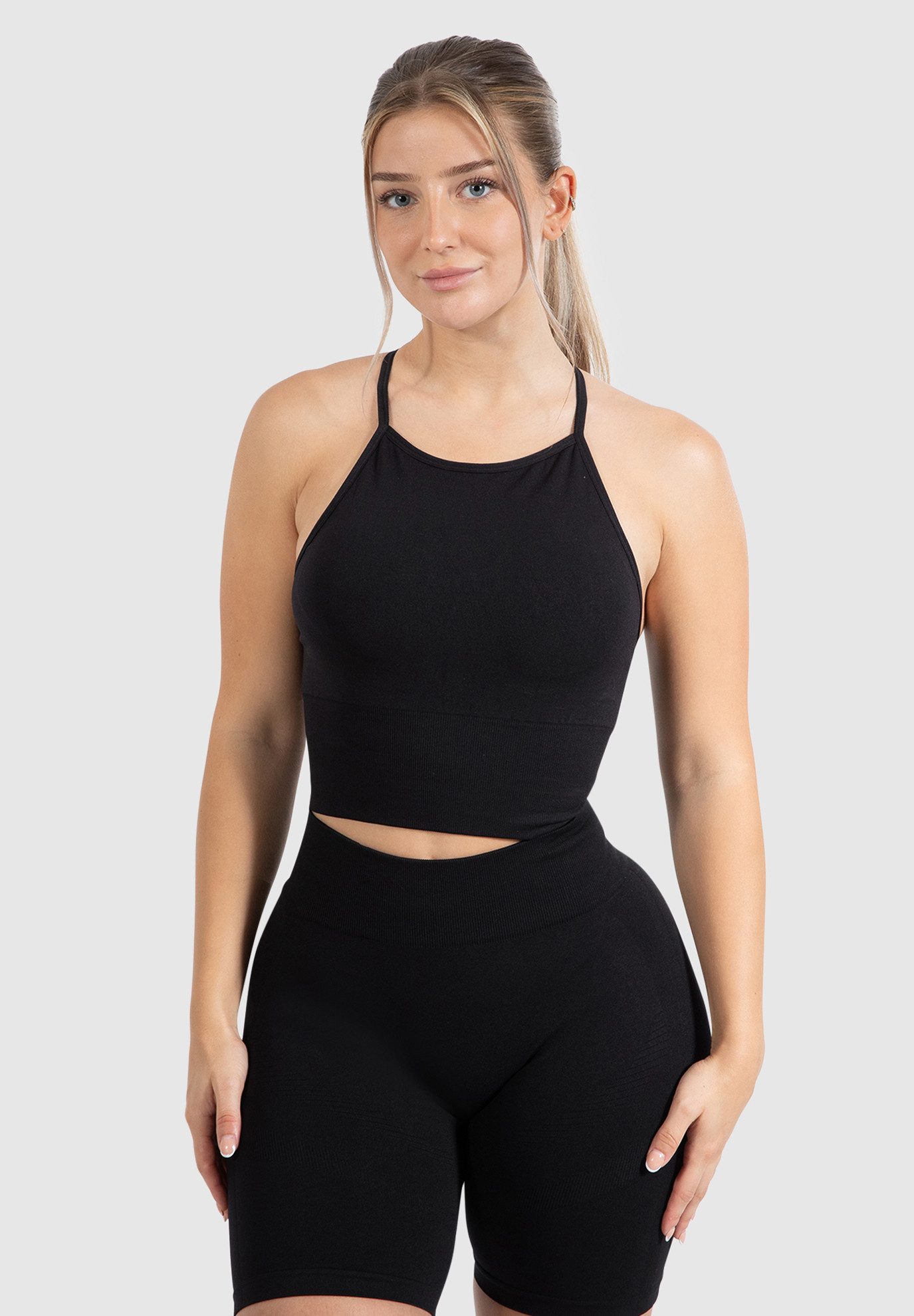 Smilodox Sport-BH Maria Solid, Neckholder Crop Top mit elegantem Rückenauss günstig online kaufen