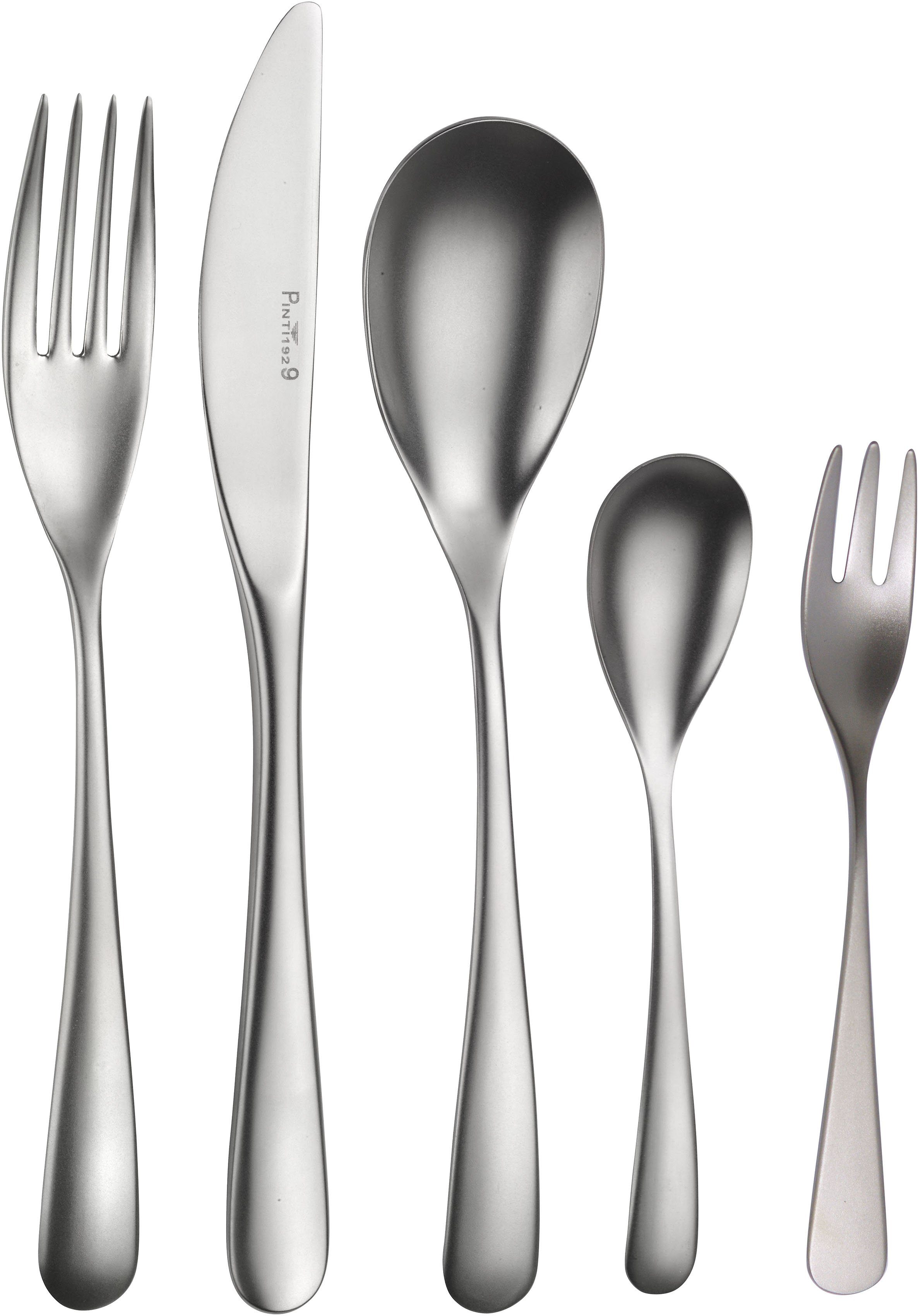 PINTINOX Besteck-Set Swing Mystique (30-tlg), 6 Personen, Edelstahl 18/10, Optik sandgestrahlt