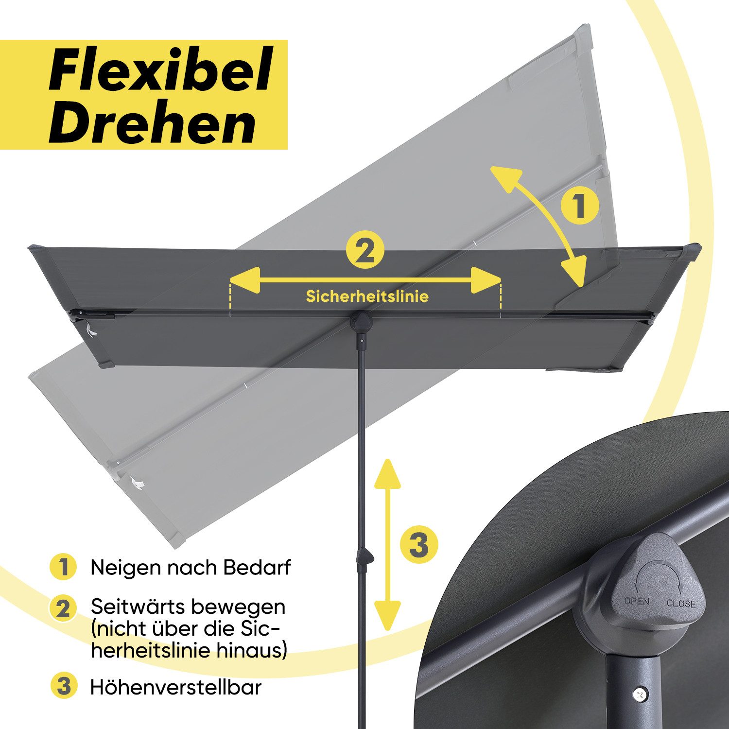Sekey Balkonschirm 180 x 130 cm günstig online kaufen