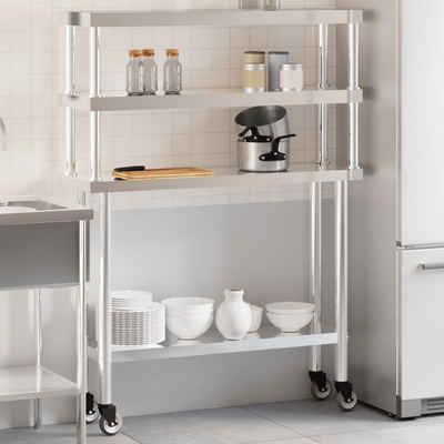 vidaXL Spülenschrank Küchen-Arbeitstisch mit Aufsatzboard 110x30x150 cm Edelstahl