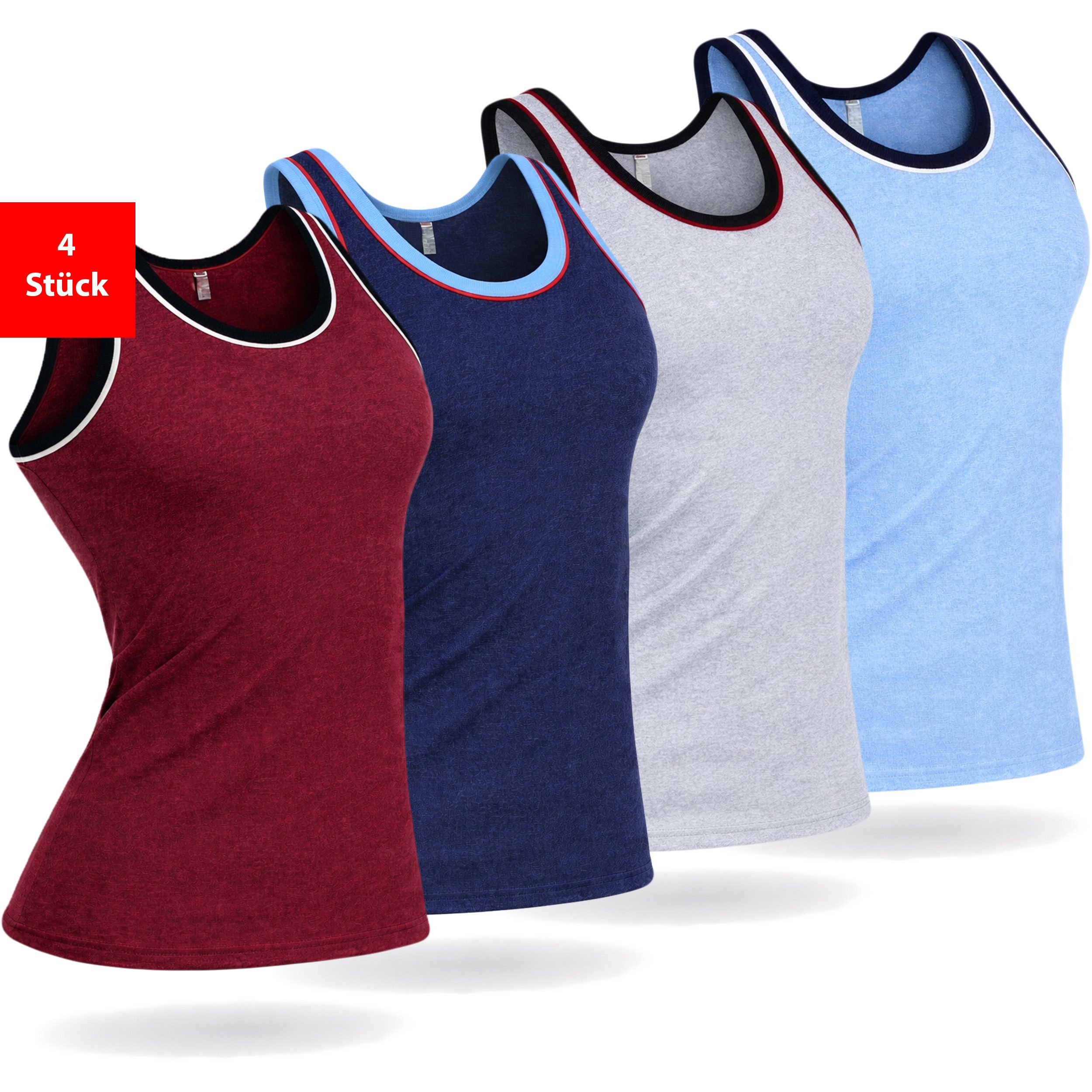 Unterhemd Herren Unterhemd 4er Pack Baumwolle Tank Top melange Achselshirts