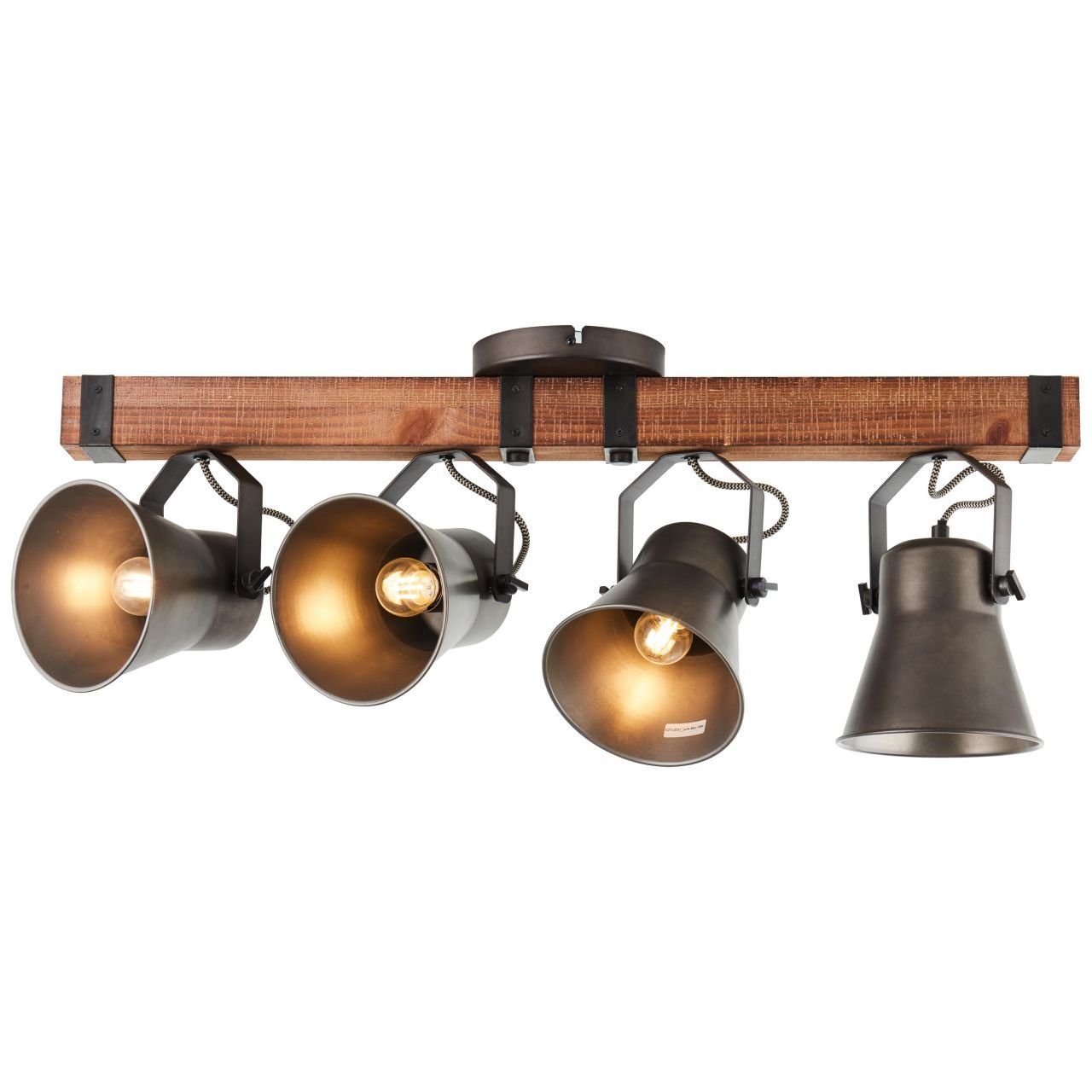 Holz aus Decca schwarz 4flg Spotbalken A60, Lampe, 4x Brilliant Decca, E27, 10W, Deckenleuchte stahl,