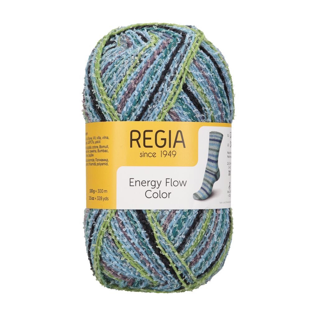 Regia 100g Regia Energy Flow Color Effektgarn, 300,00 m, nicht trocknergeeignet, Maschinenwaschbar bei 40 Grad